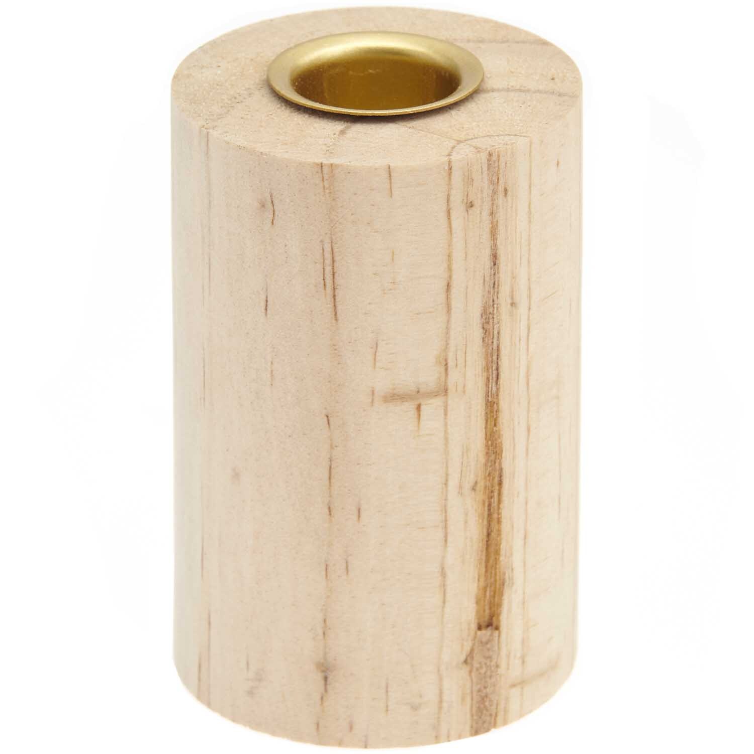 Holz-Kerzenhalter Rund Natur von Rico Design, zylindrisch, mit einem Durchmesser von 5,8 cm. Ideal für stilvolle Dekorationen.