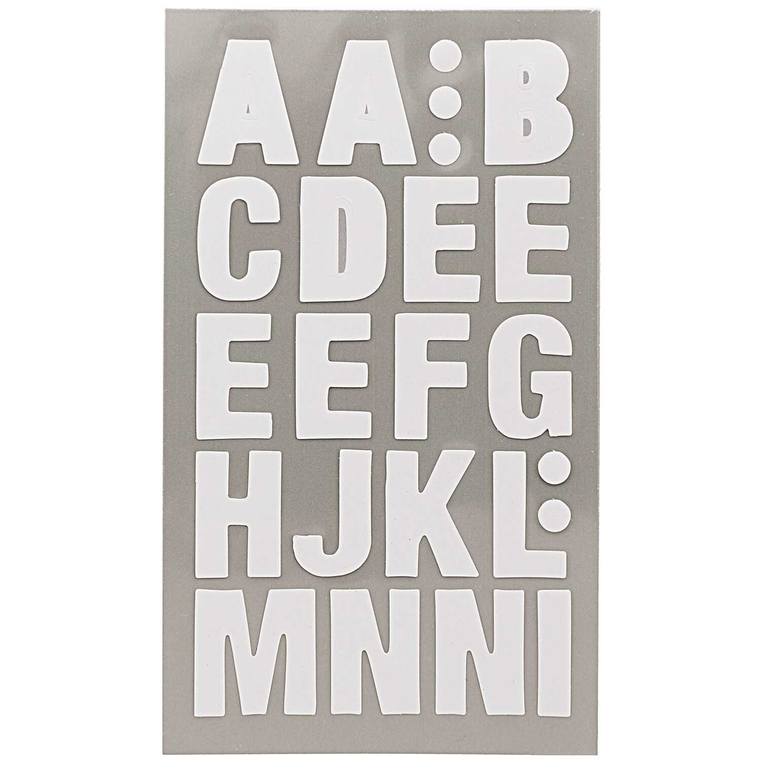 Paper Poetry Office Sticker Buchstaben in Weiß auf vier Bögen von Rico Design, ideal für kreative Projekte.