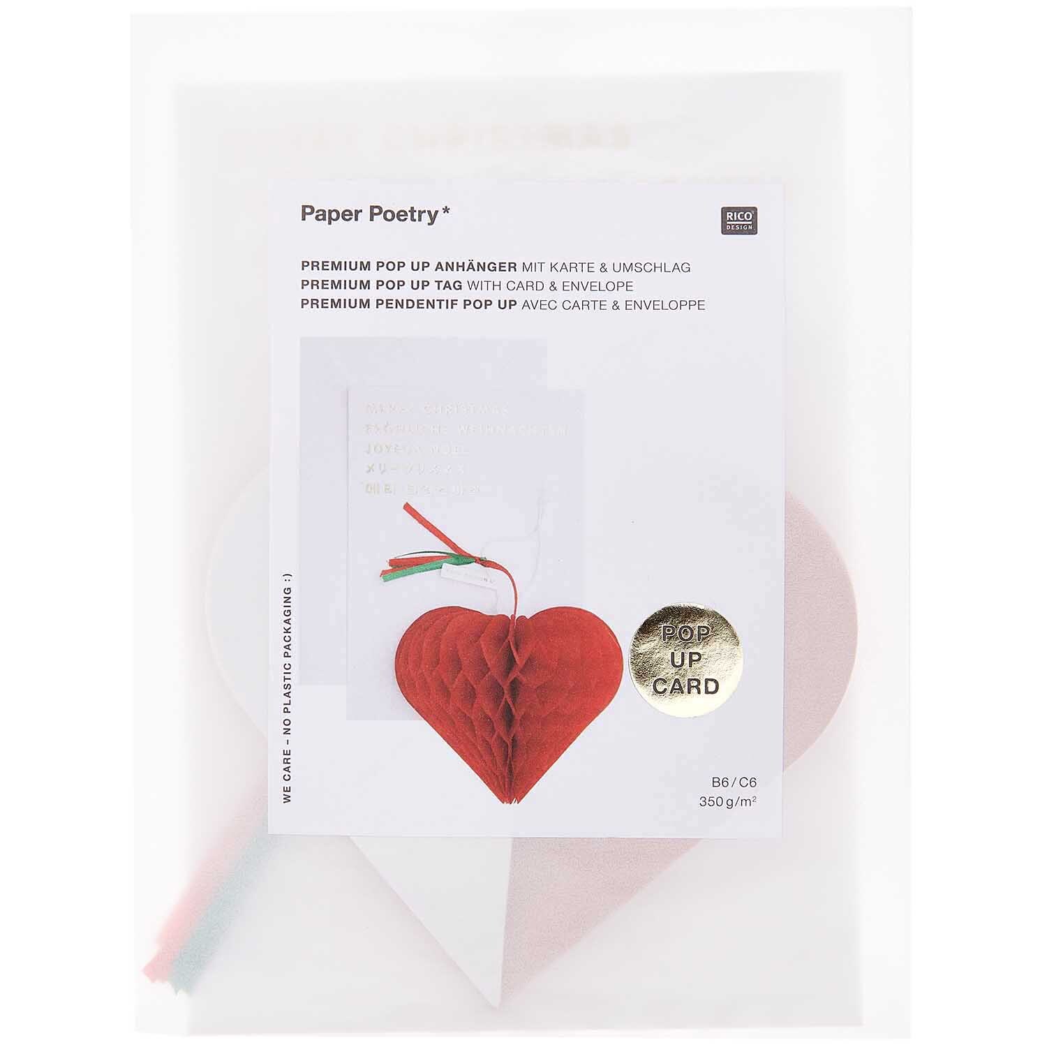 Paper Poetry Kartenset mit Pop-Up Anhänger Herz B6 von Rico Design