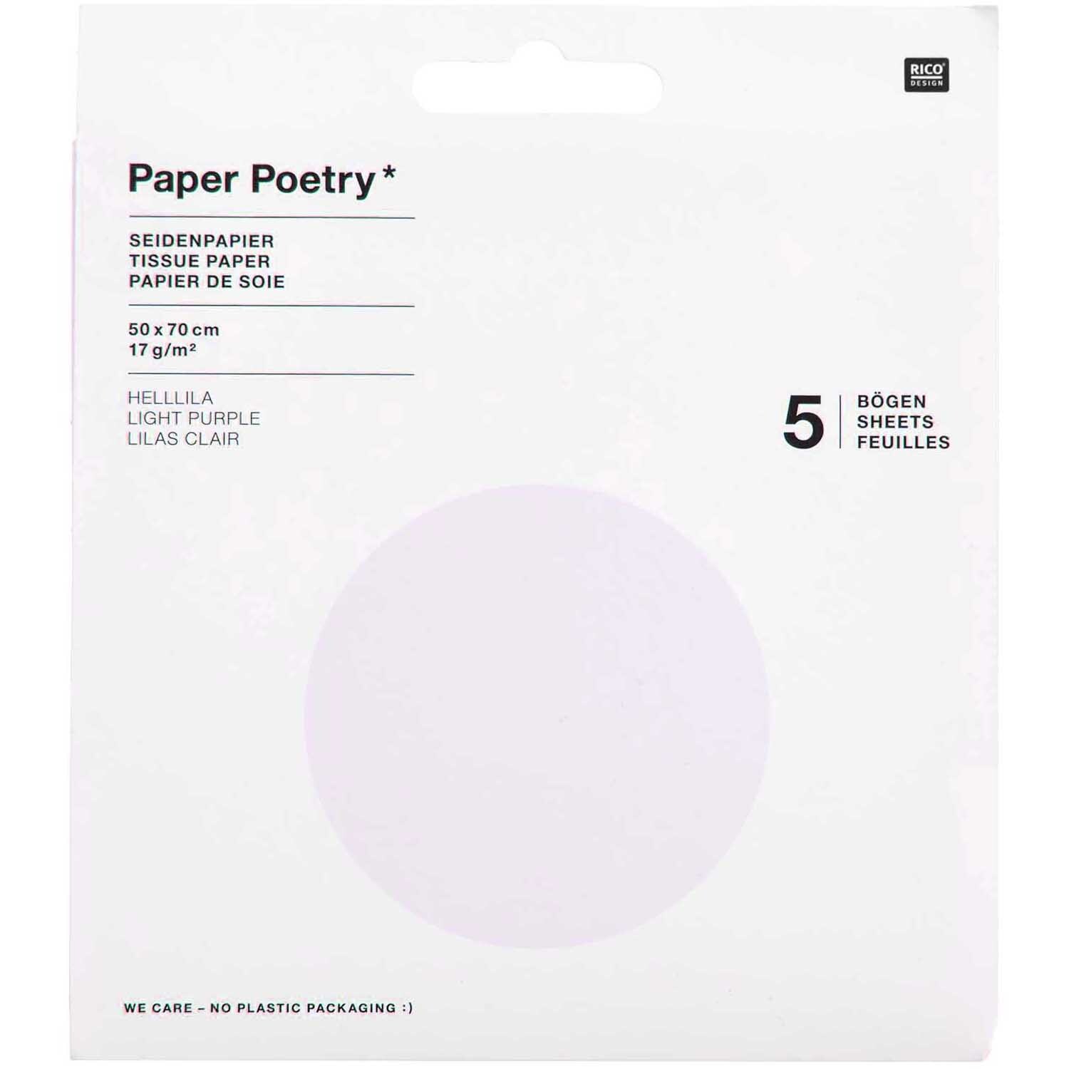Paper Poetry Seidenpapier 50x70cm 17g/m² 5 Bogen Farbe Helllila von Rico Design