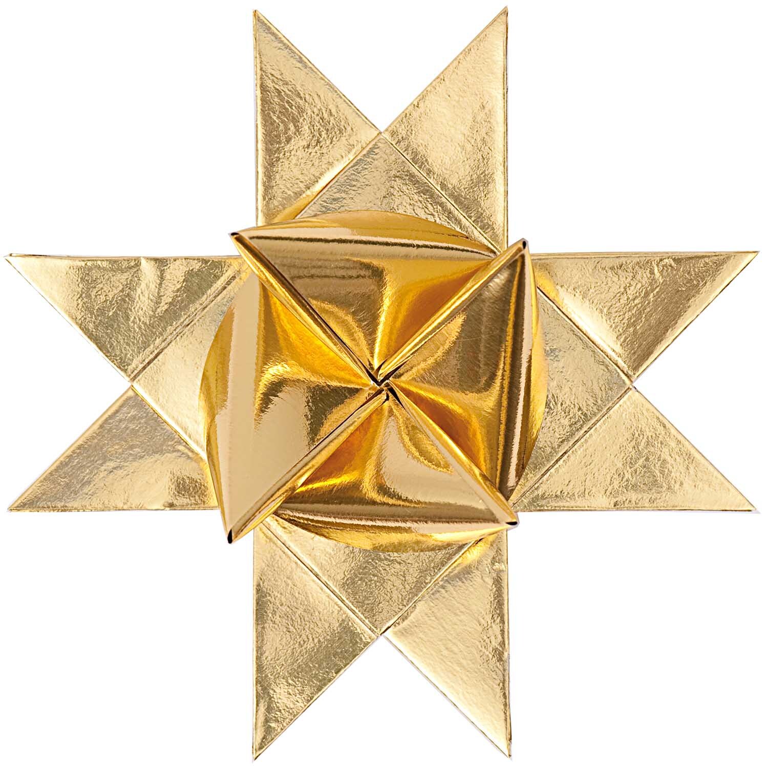 Paper Poetry Fröbelstreifen gold XS 1x35cm 80 Stück von Rico Design, gefalteter goldener Fröbelstern mit glänzender Oberfläche.