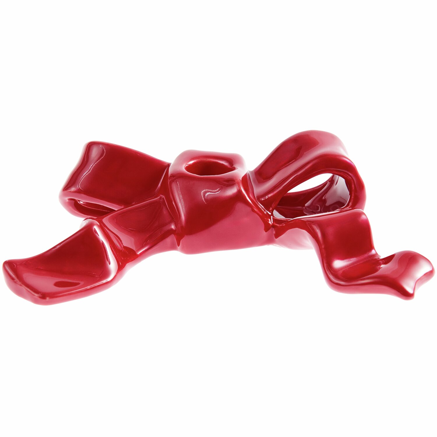 Keramik Kerzenhalter Schleife 4,5x18x12cm Farbe Rot von Rico Design Keramik Kerzenhalter Schleife in elegantem Design, leuchtend rot, von Rico Design, 4,5x18x12cm.