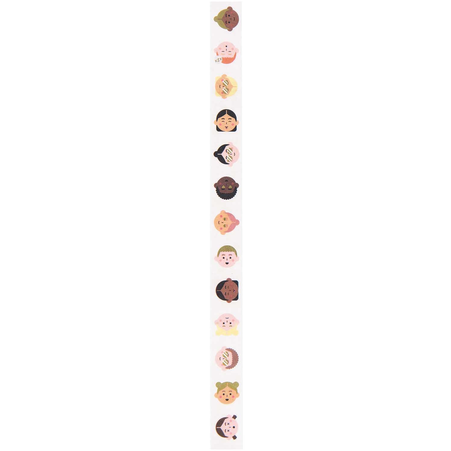 Paper Poetry Tape Gesichter 1,5cm 10m von Rico Design Paper Poetry Tape Gesichter mit verschiedenen Gesichtsmotiven von Rico Design auf schwarzem Hintergrund.