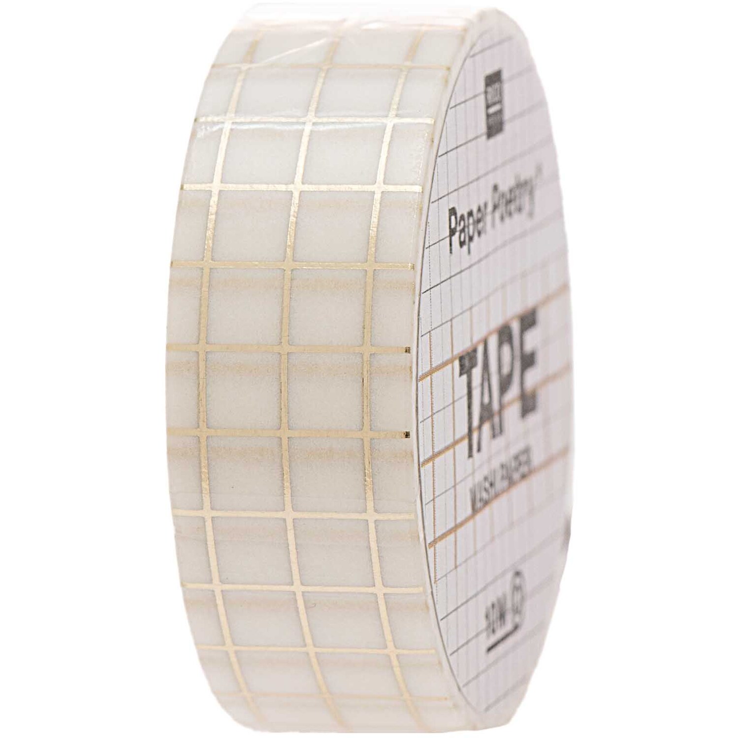 Paper Poetry Tape kariert weiß-gold 1,5cm 10m von Rico Design
