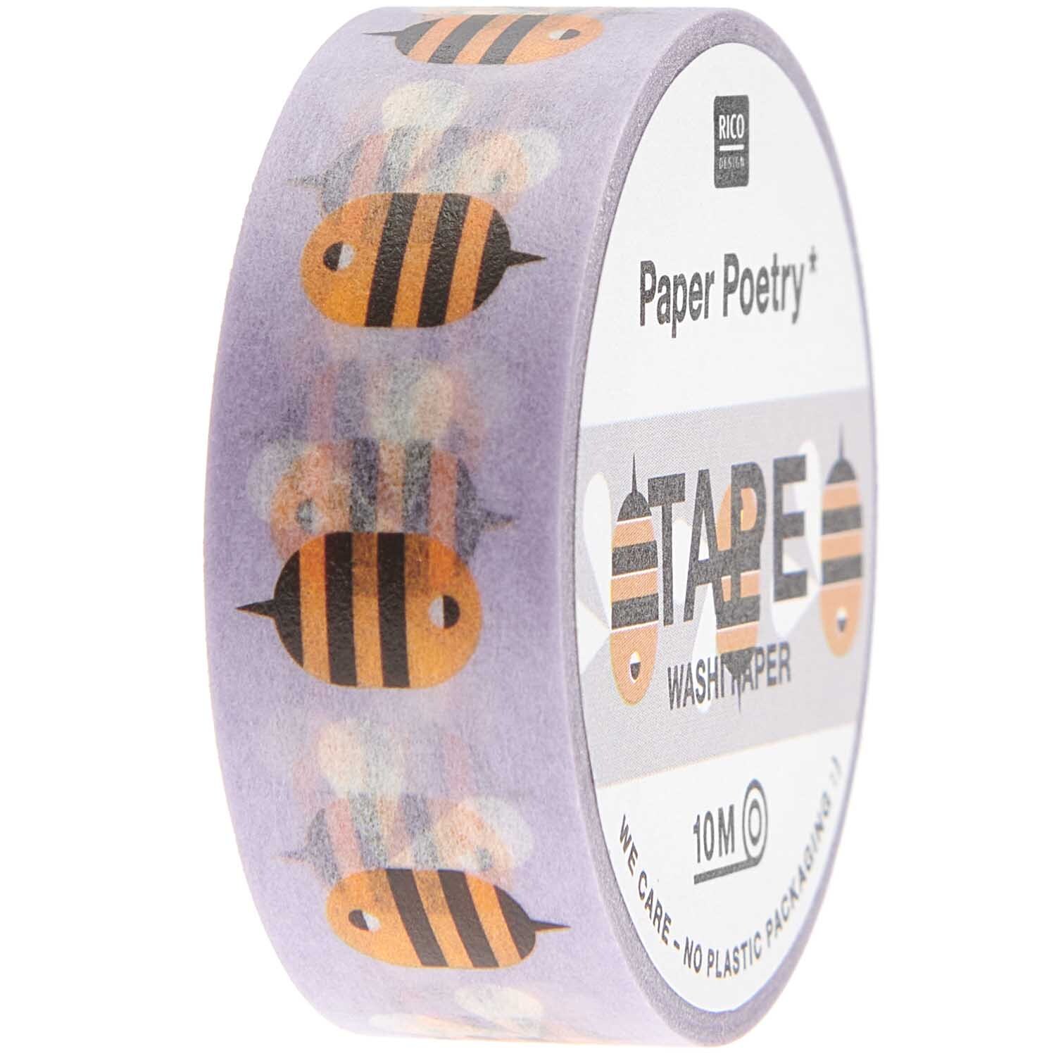 Paper Poetry Tape Bienen lila 15mm 10m von Rico Design