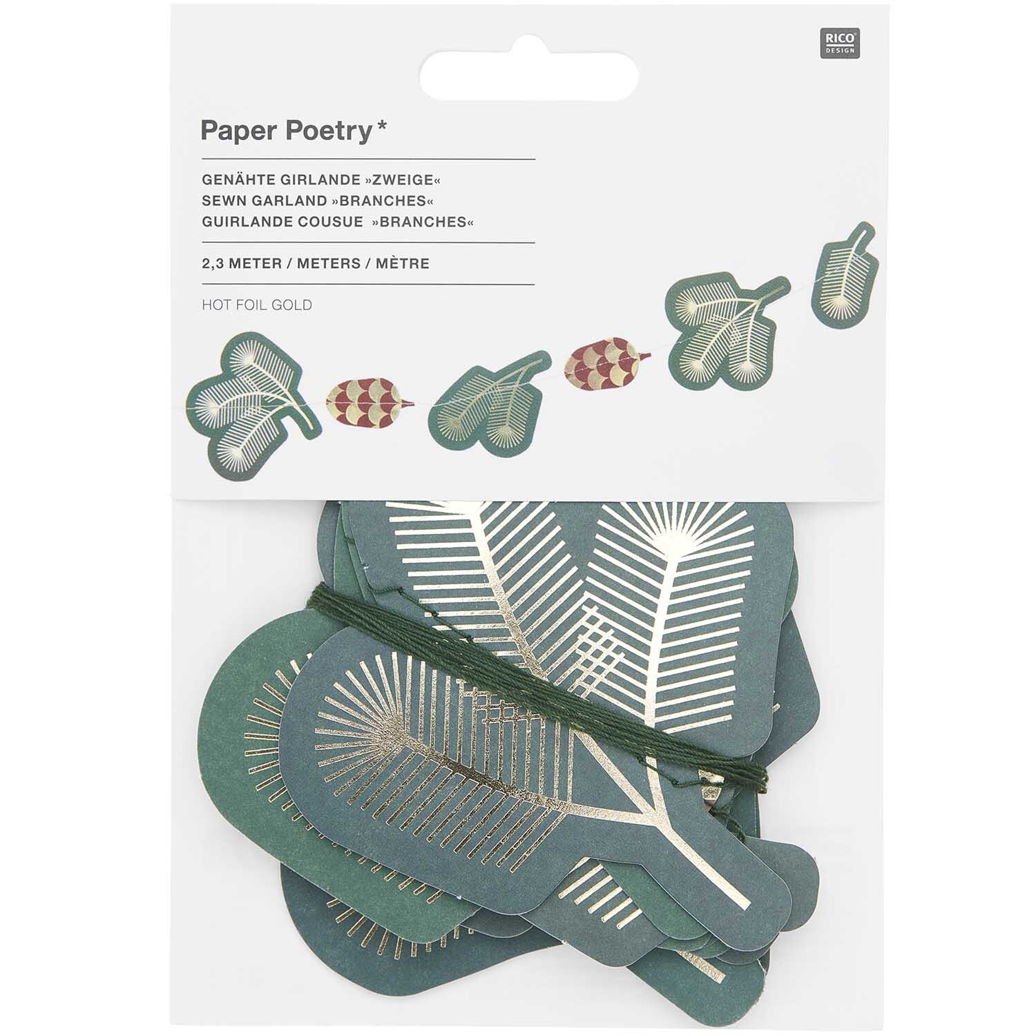 Paper Poetry genähte Girlande Zweige 2,3m von Rico Design