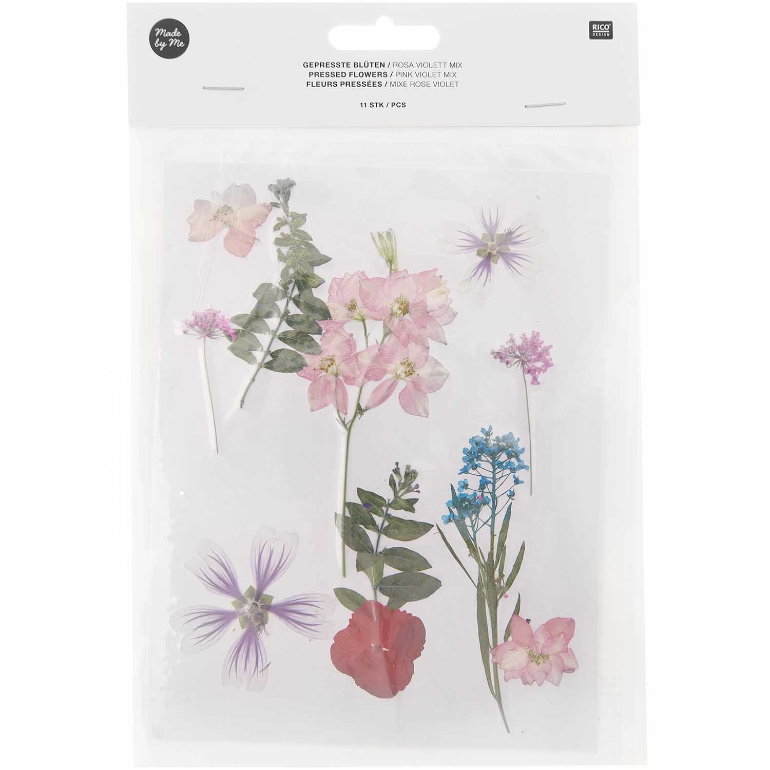 Gepresste Blüten Mix Set rosa-violett 11 Stück von Rico Design