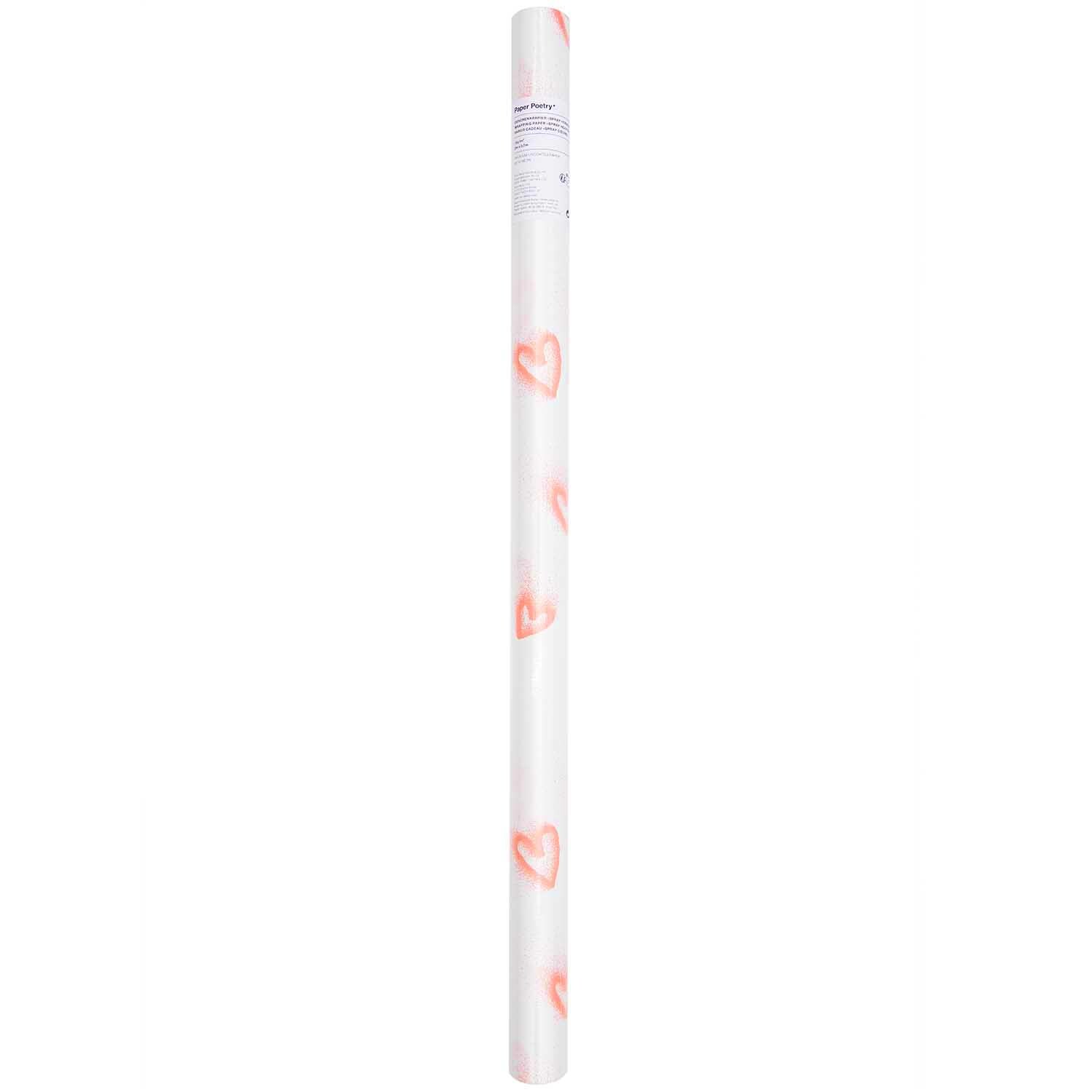 Paper Poetry Geschenkpapier Sprayherzen neon rot 200x70cm 70g/m² von Rico Design