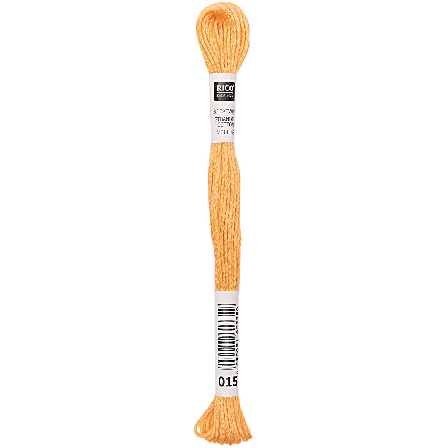 Sticktwist 8m von Rico Design in Orange, ideal für Stickprojekte, aufgerollt und etikettiert.