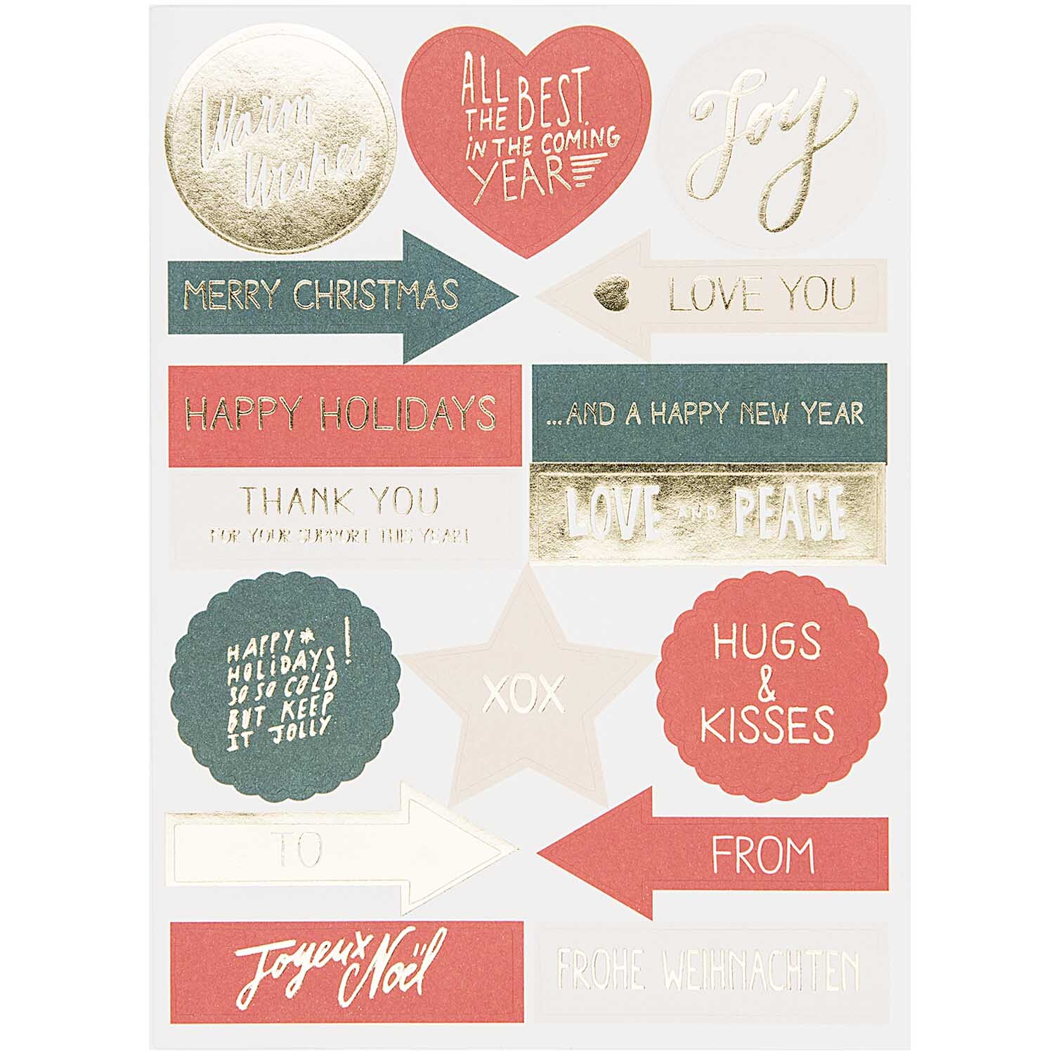 Paper Poetry Grußkartenset Jolly Christmas Classic von Rico Design Paper Poetry Grußkartenset Jolly Christmas Classic mit festlichen Aufklebern in Rot und Gold von Rico Design, ideal für Weihnachtsgrüße.
