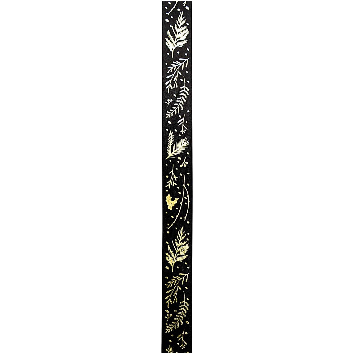 Paper Poetry Tape Nostalgic Christmas mit goldenen Zweigen auf schwarzem Hintergrund, ideal für festliche Dekorationen. Marke: Rico Design.