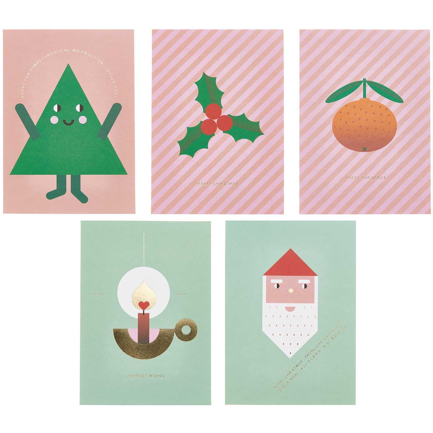 Paper Poetry Kartenset Merry Christmas B6 20-teilig von Rico Design Paper Poetry Kartenset Merry Christmas B6: Fünf bunte Weihnachtskarten mit festlichen Motiven wie Tannenbaum und Weihnachtsmann.