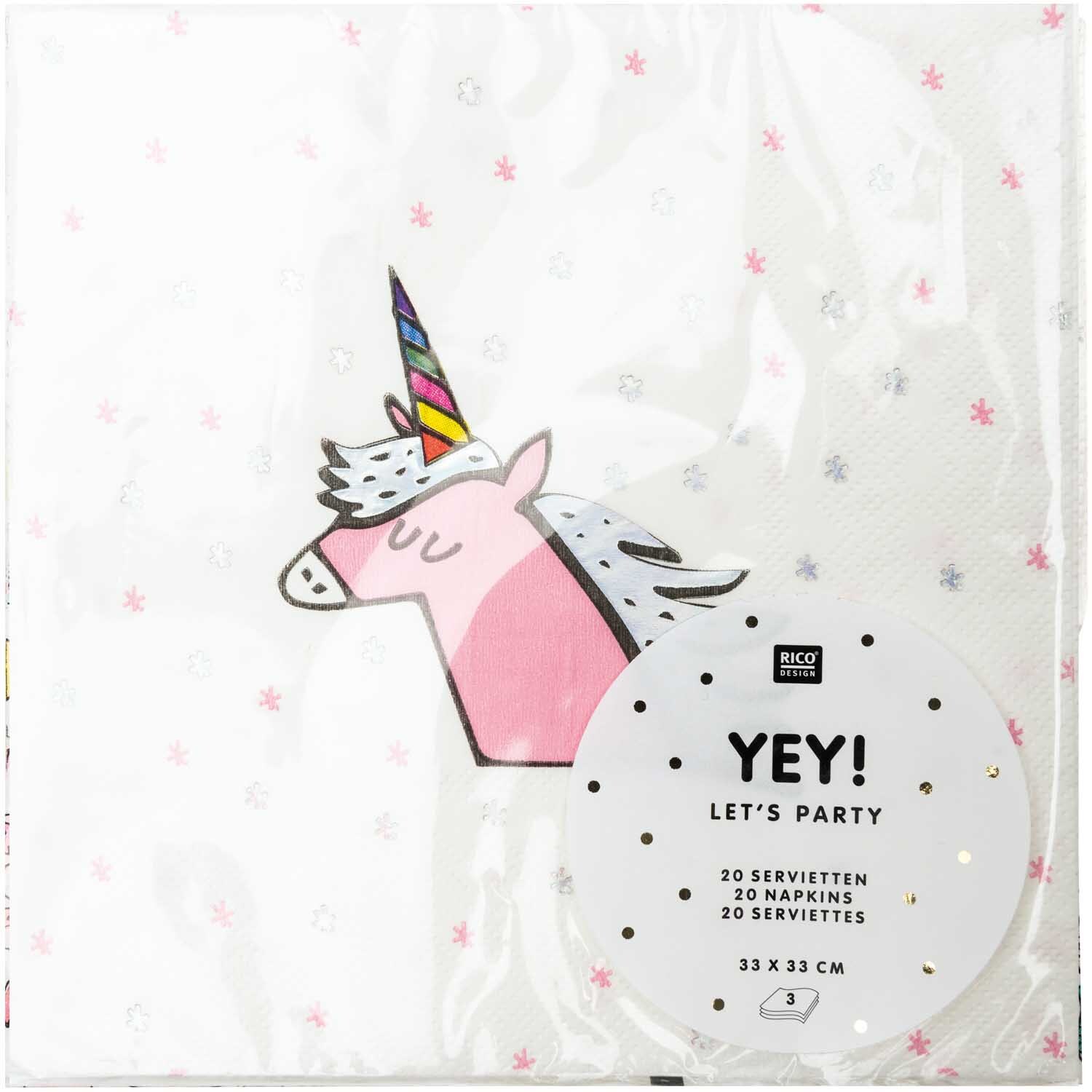 Servietten Einhorn 33x33cm 20 Stück von Rico Design
