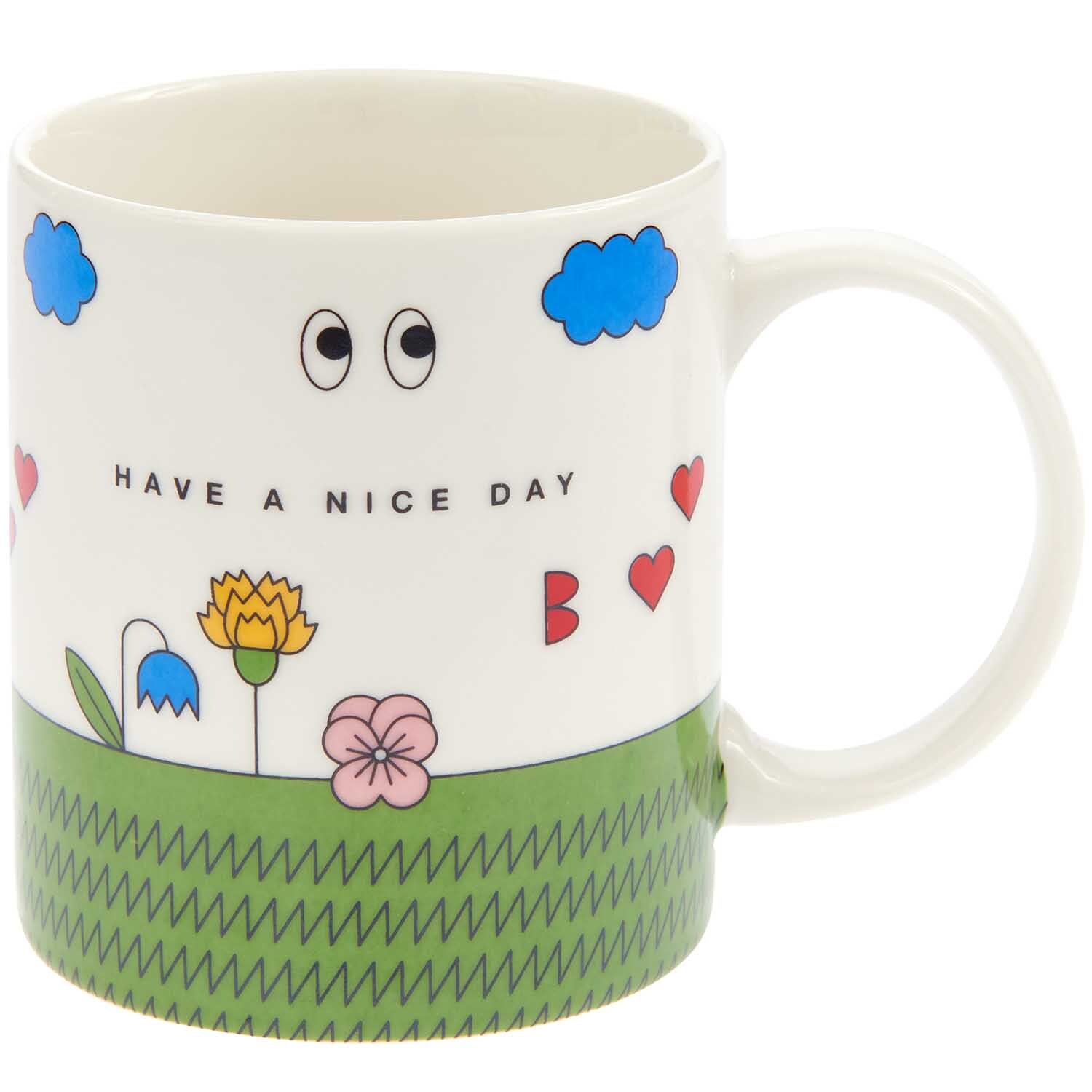 Rico Design x Redfries Porzellan Tasse Eye Candy mit buntem Blumen- und Wolkenmotiv, 9,5cm hoch, Ø8cm.