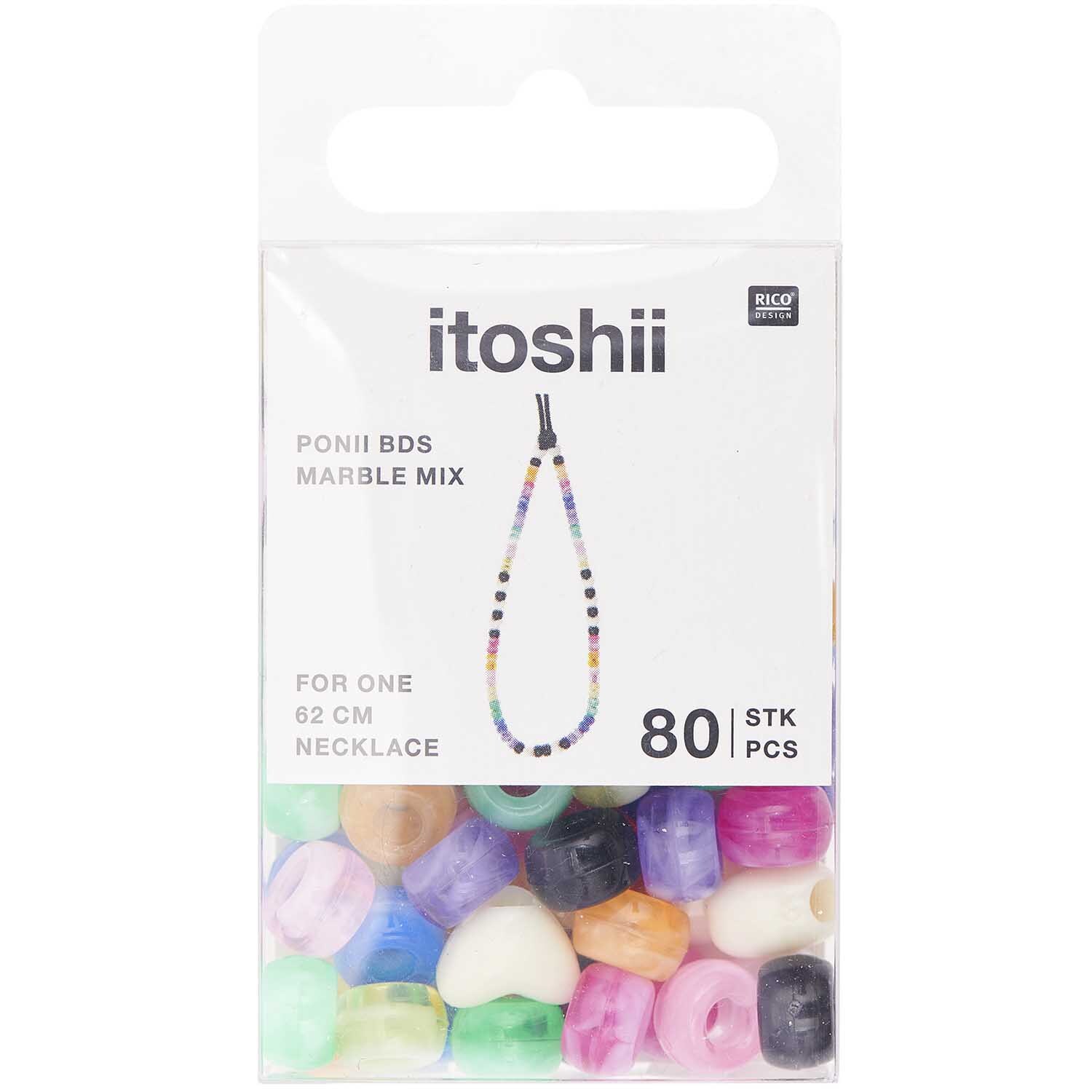 itoshii - Ponii Beads Marmor Mix 9x6mm 80 Stück von Rico Design