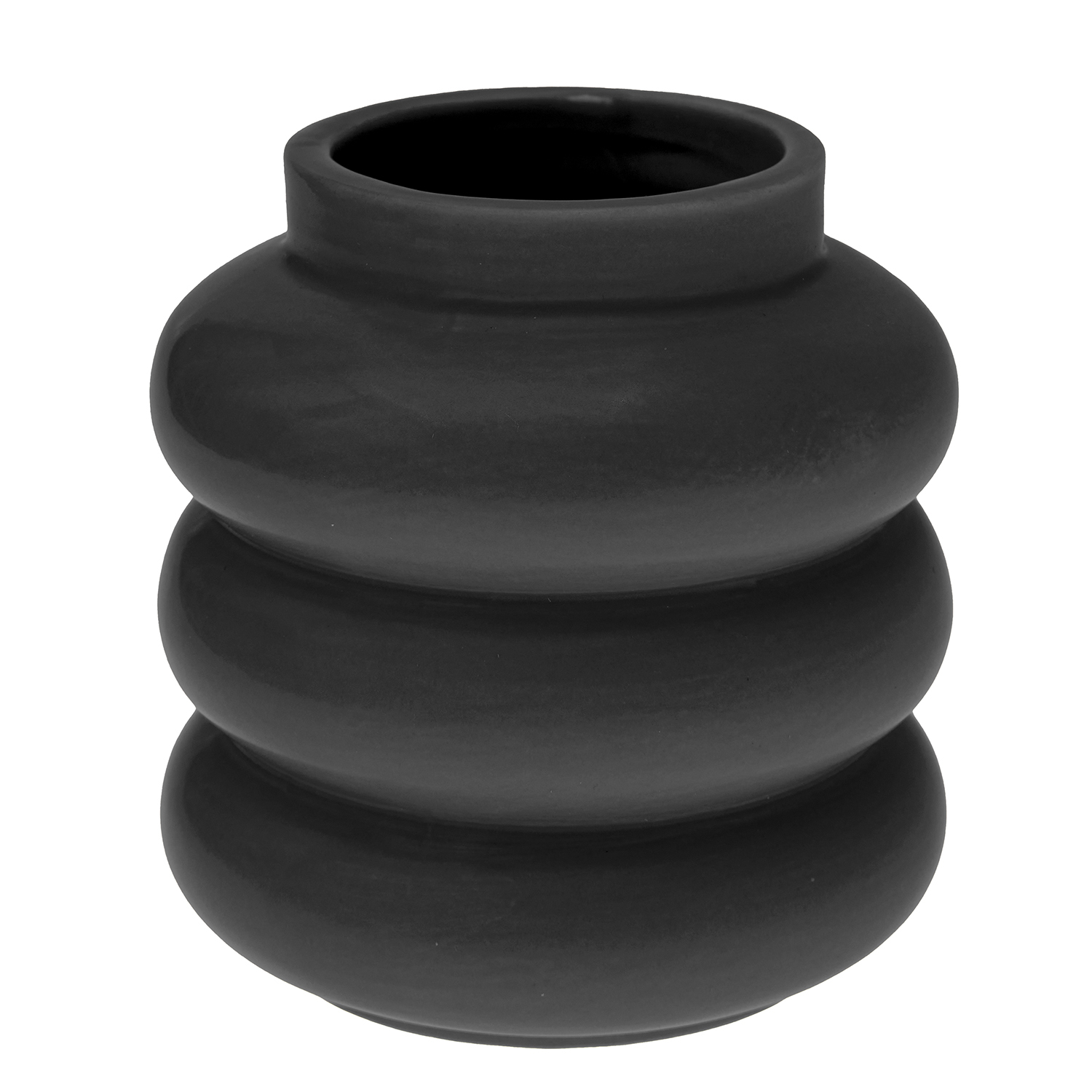 Keramik Vase schwarz von Rico Design, mit elegantem, wellenförmigem Design, ideal für moderne Inneneinrichtungen.