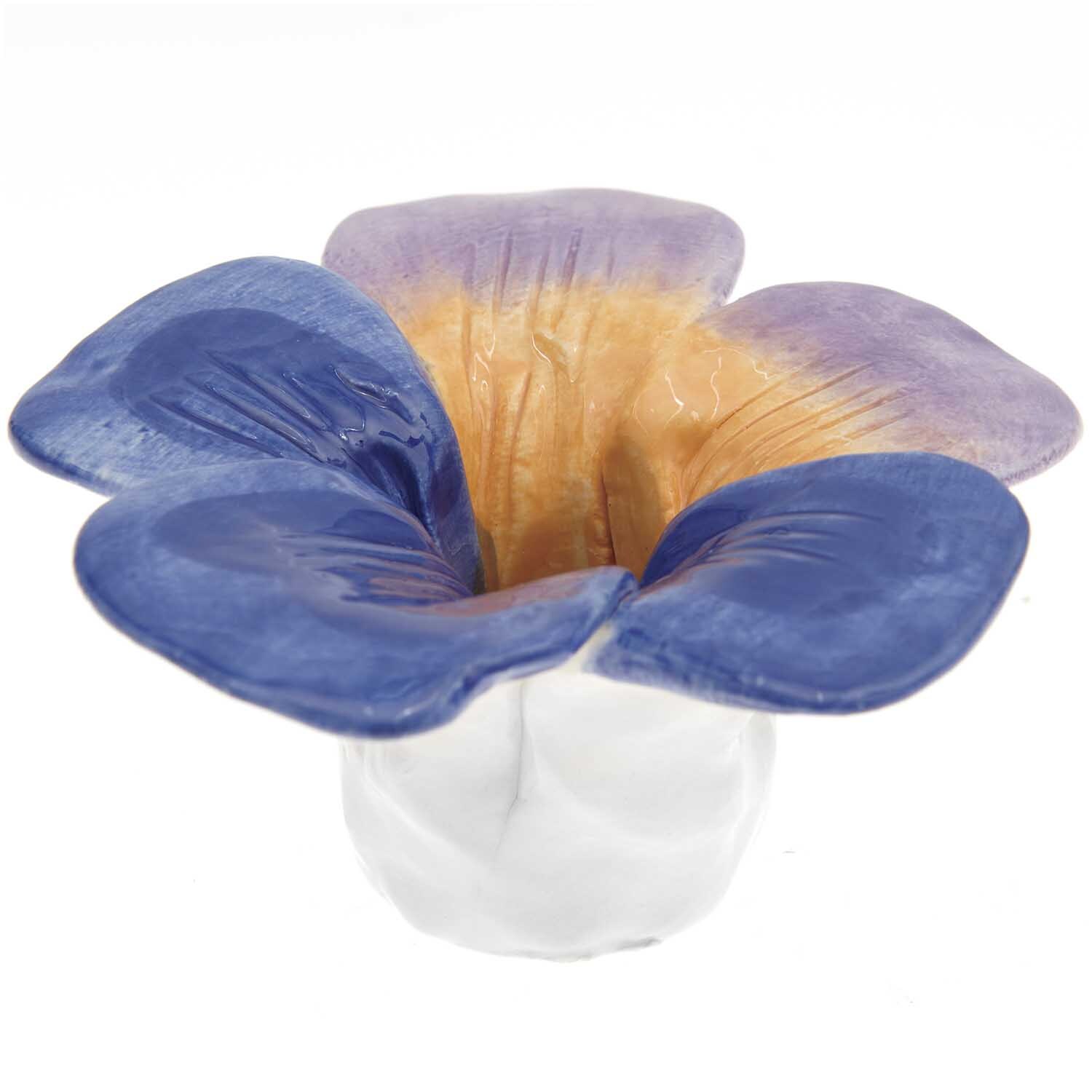 Keramik-Kerzenhalter Stiefmütterchen Ø11x5,5cm Farbe Dunkelblau von Rico Design