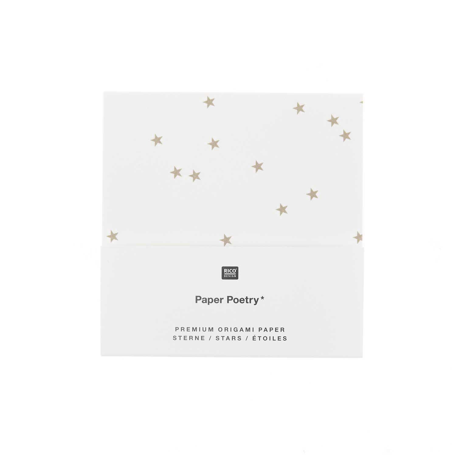Paper Poetry Bascetta Origamipapier Weiß-Gold 32 Blatt von Rico Design