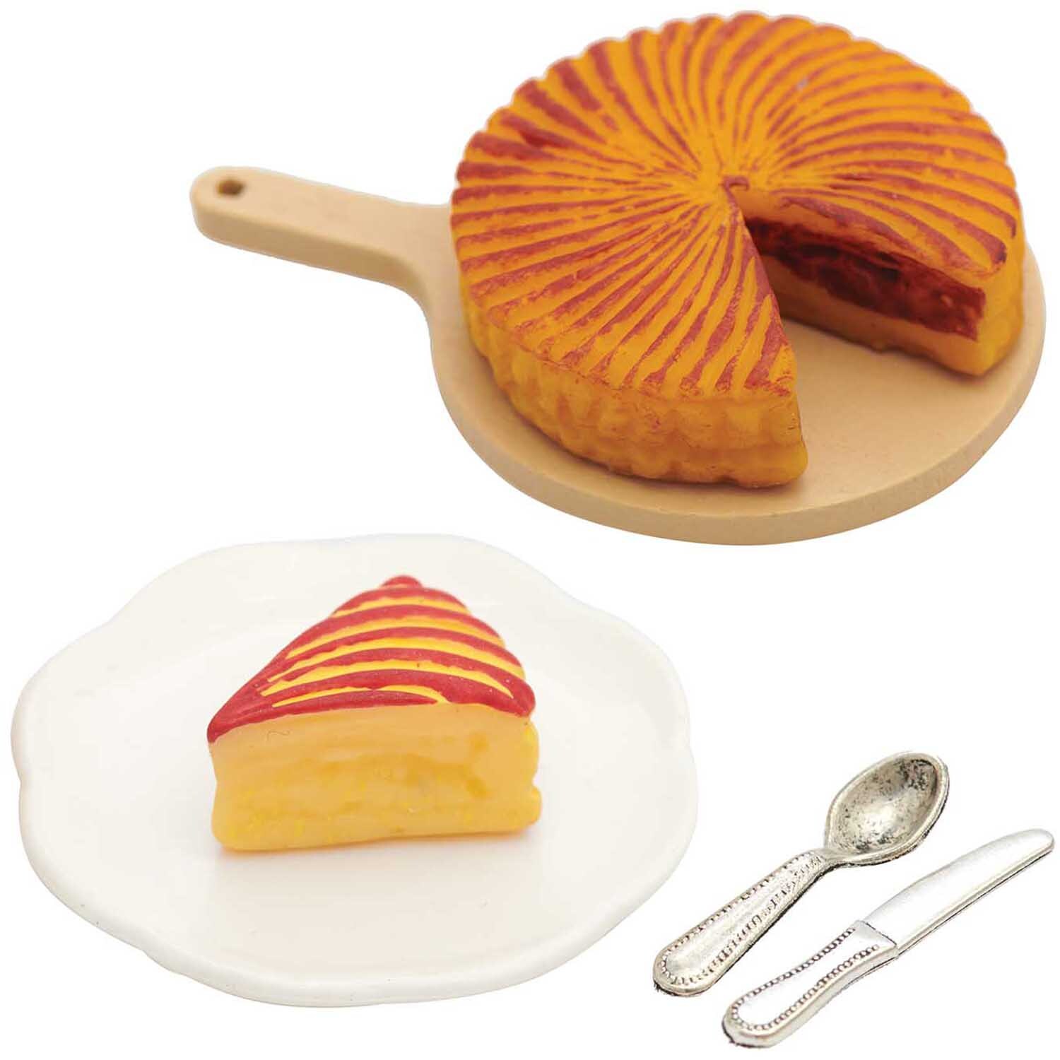 Miniatur Kuchen Set: Detailreiches 6-teiliges Set mit Kuchen und Besteck von Rico Design. Ideal für Sammler.