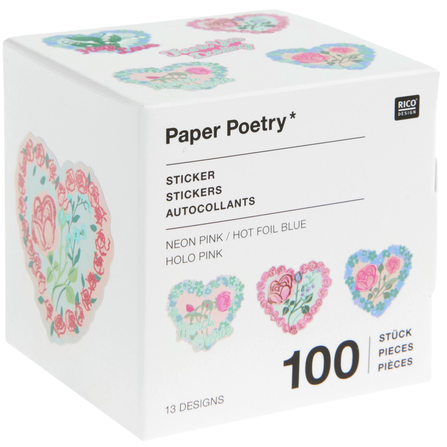 Paper Poetry Sticker Herzen  100 Stück von Rico Design