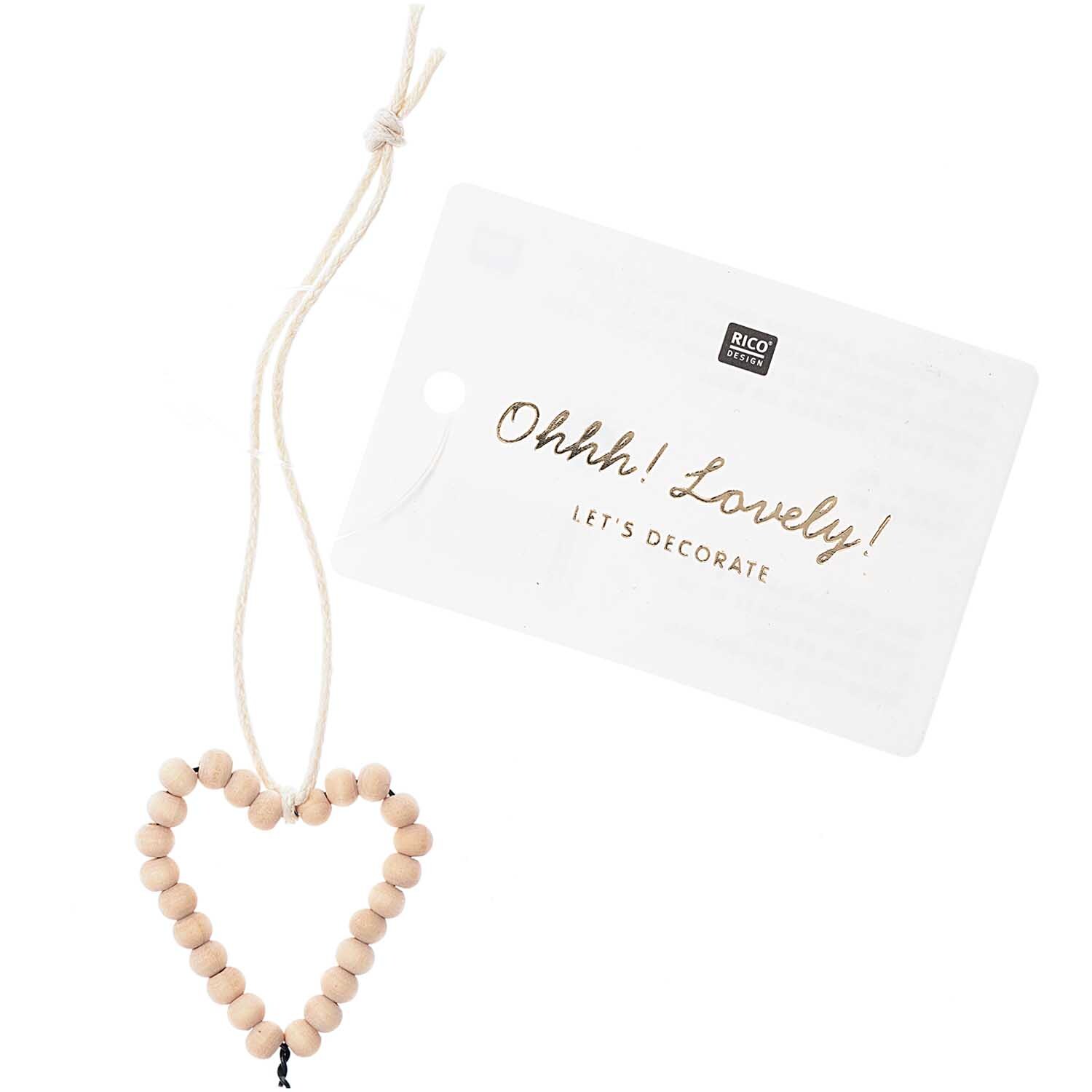 Pendentif perles coeur petit bois from Rico Design