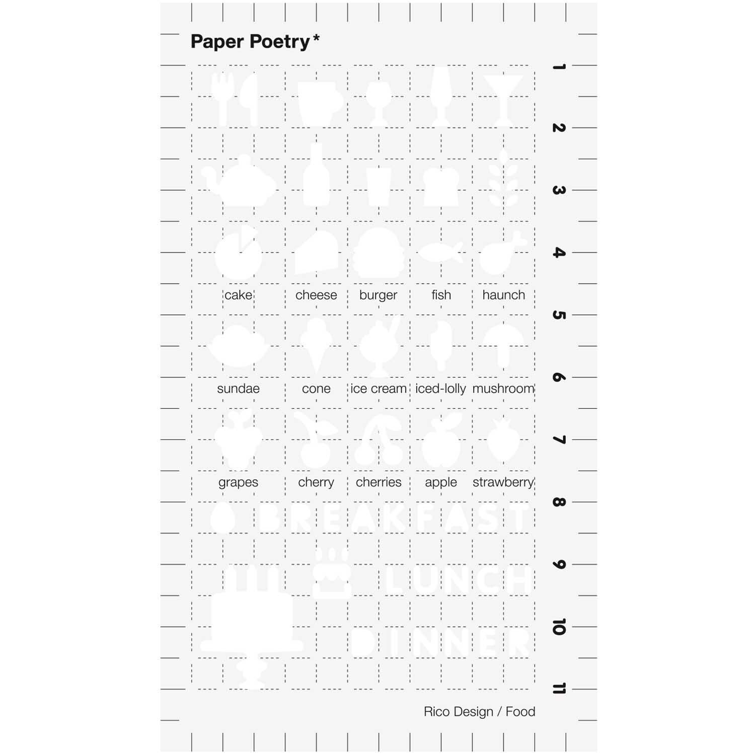 Paper Poetry Bullet Diary Schablone Food 7x12cm von Rico Design
