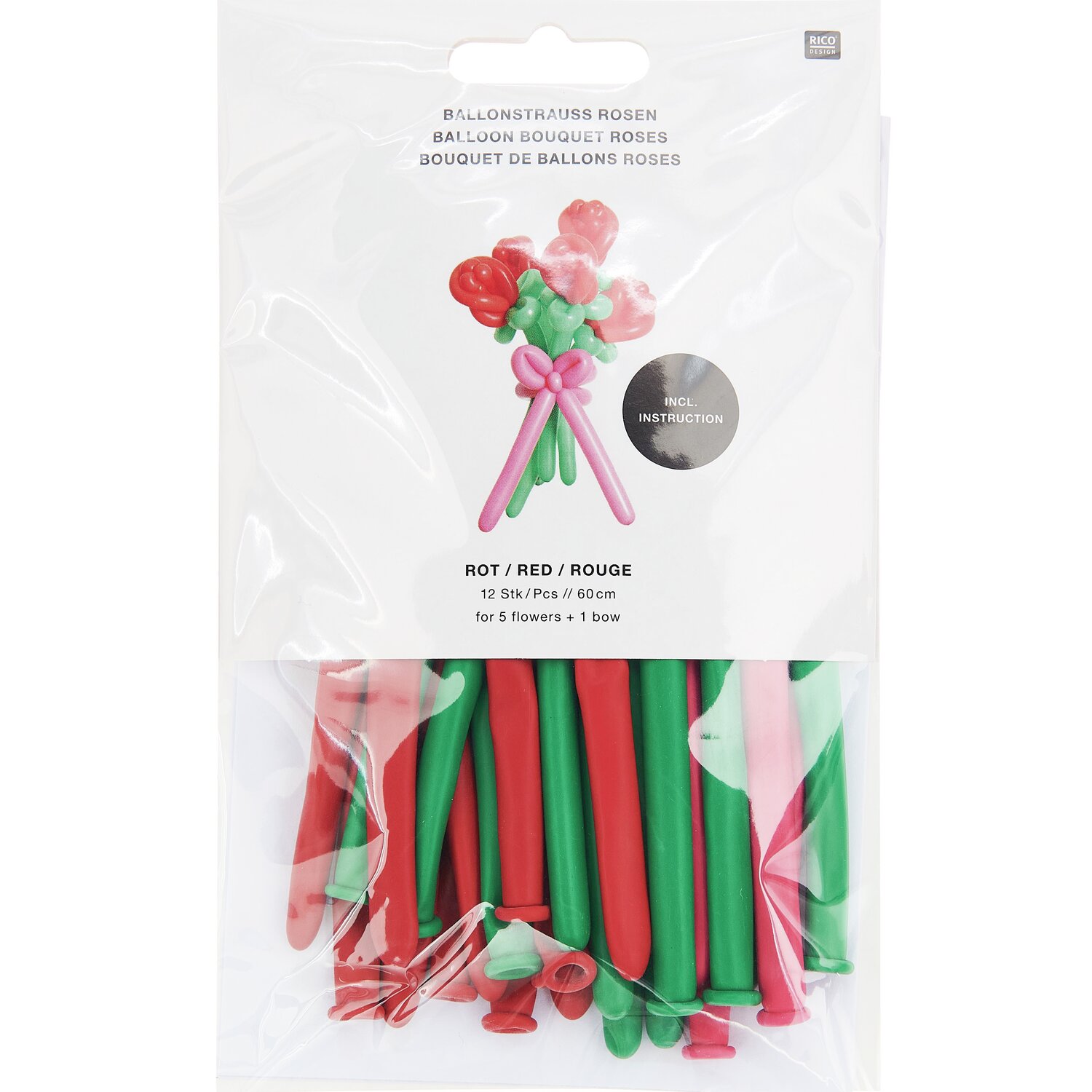 Ballonstrauß Rosen Rot 60cm 12 Stück von Rico Design