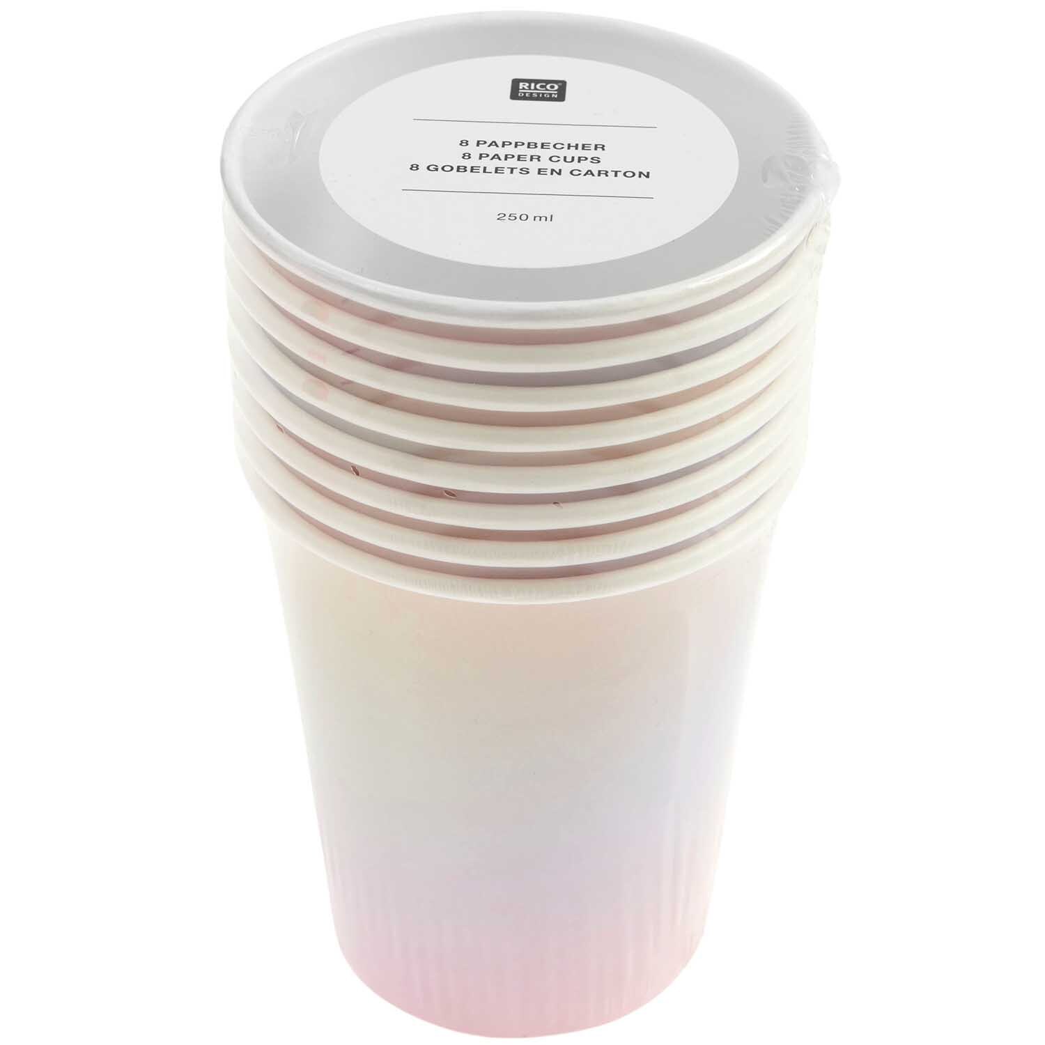 Pappbecher  250ml 8 Stück Farbe Spectrum von Rico Design
