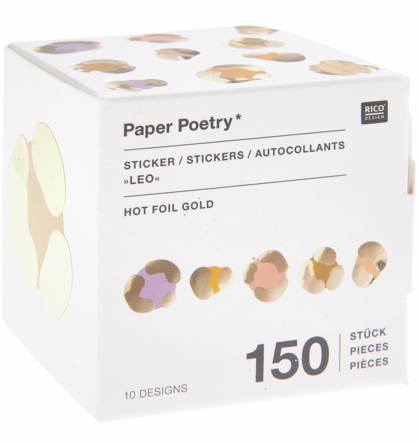 Paper Poetry Sticker Acid Leo gold Ø5,5cm 150 Stück von Rico Design