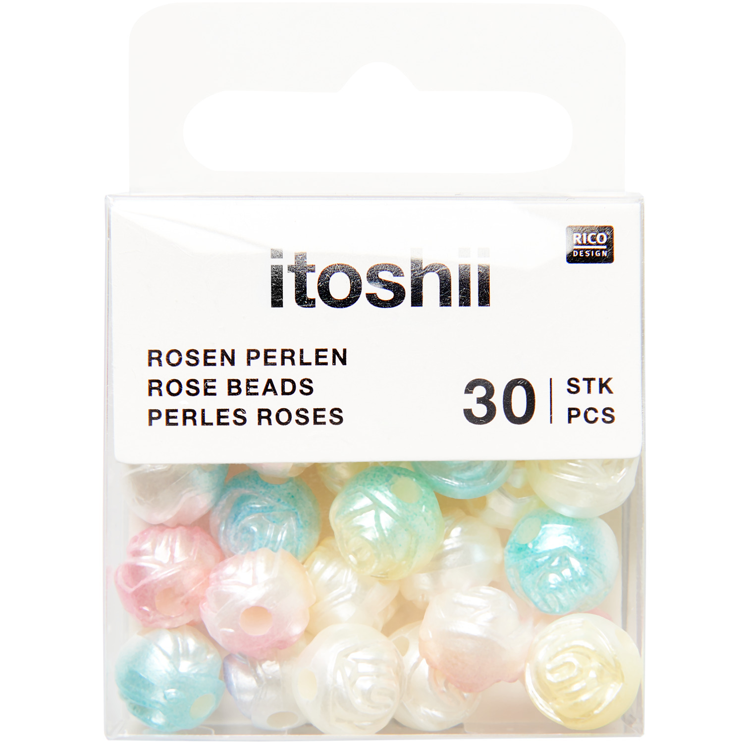 itoshii Rosen Perlen rund Rainbow Pearl 9x8mm 30 Stück von Rico Design