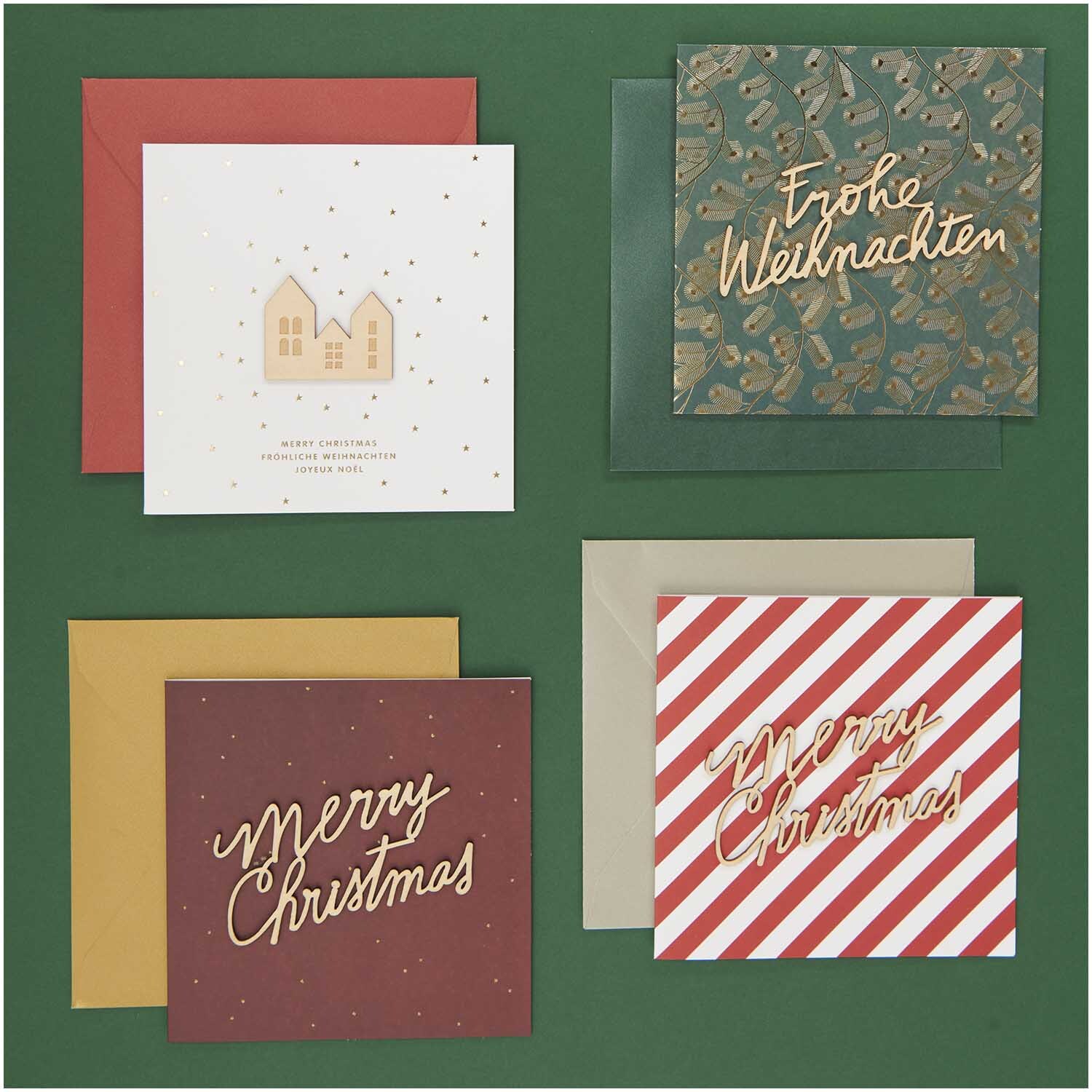 Paper Poetry Grußkarte Merry Christmas Rot-Weiß 14x14cm von Rico Design