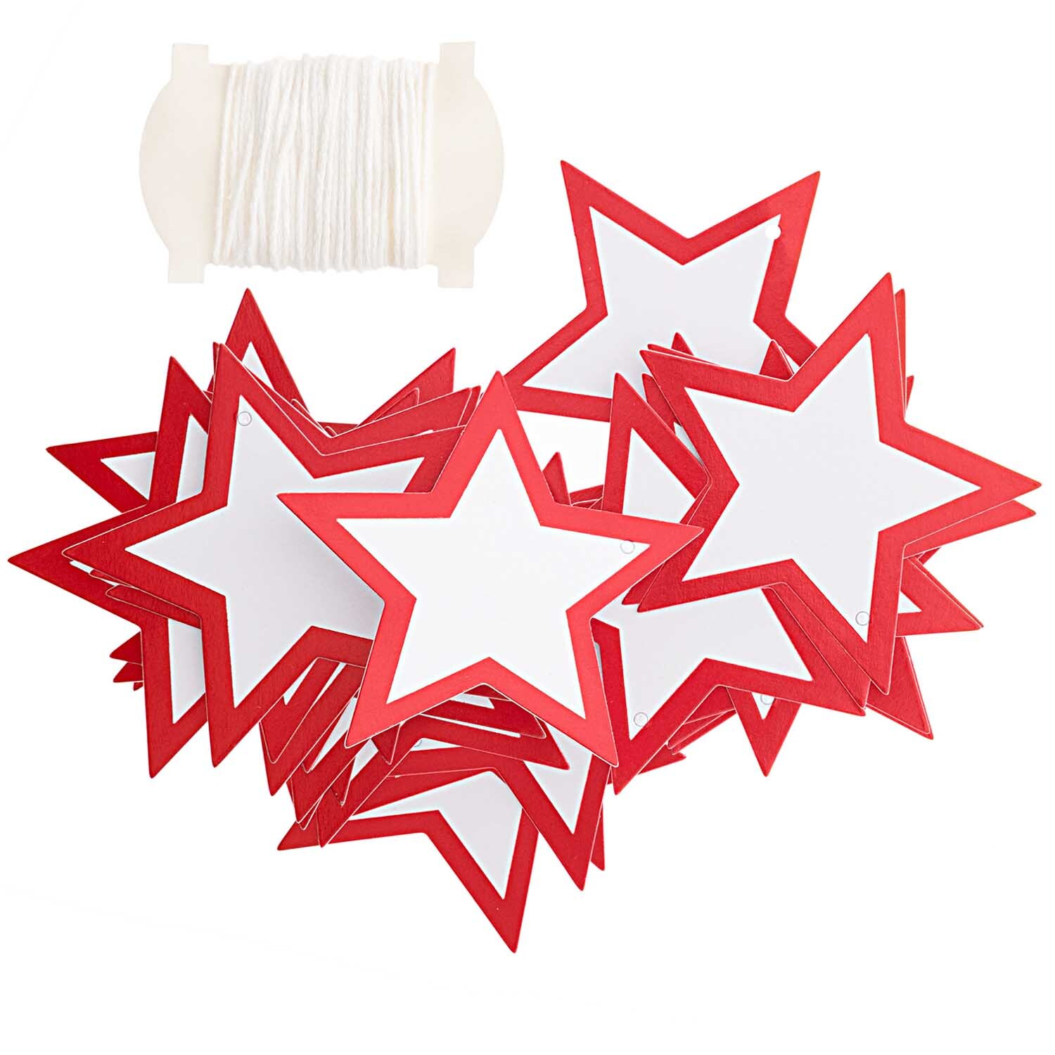 Paper Poetry Papieranhänger Stern mit Hot Foil 6,5x6,5cm 24 Stück Farbe Weiß-Rot von Rico Design Paper Poetry Papieranhänger in Sternform, weiß-rot, 24 Stück. Ideal für kreative Dekorationen.