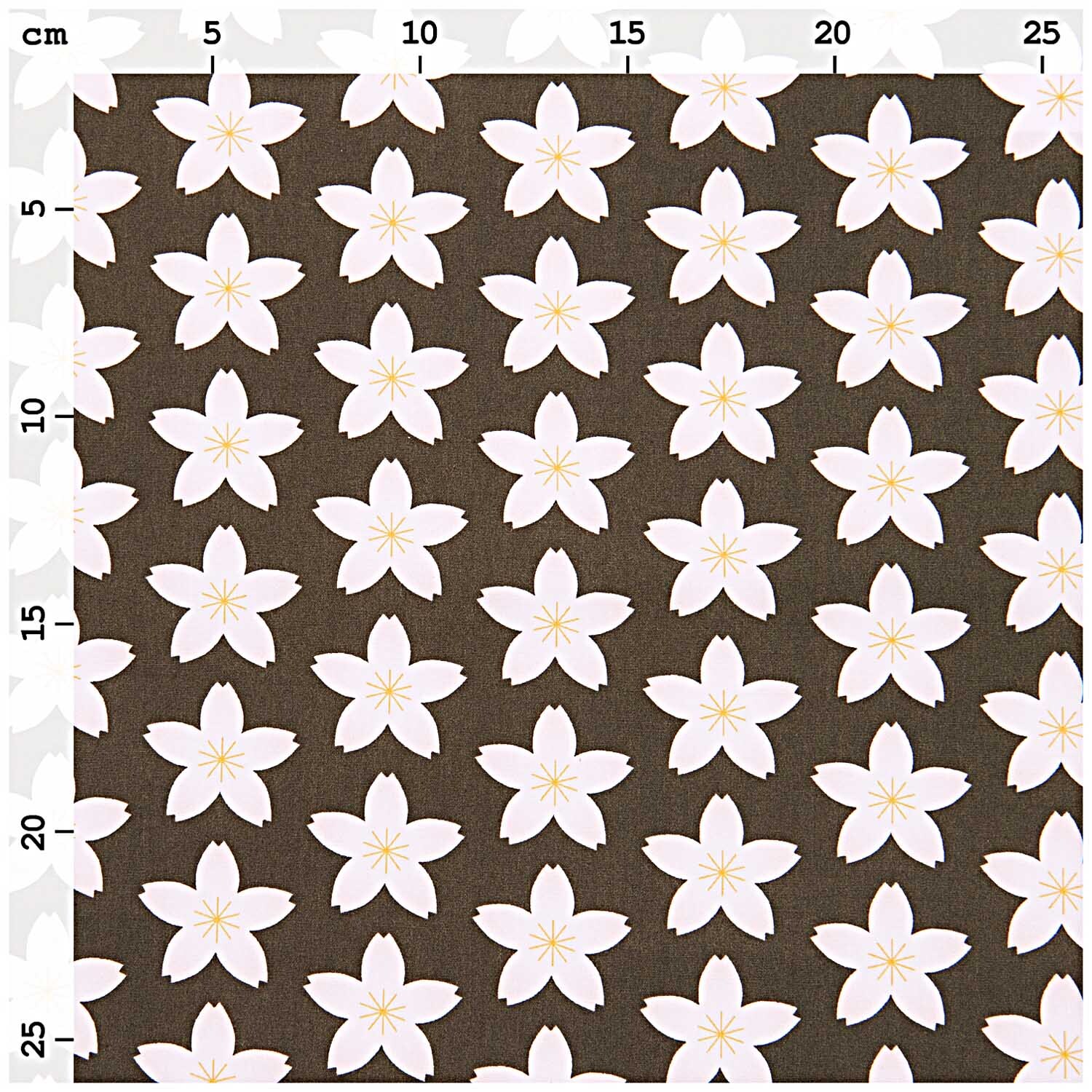 Meterware Baumwoll-Popelin oliv Kirschblüten von Rico Design