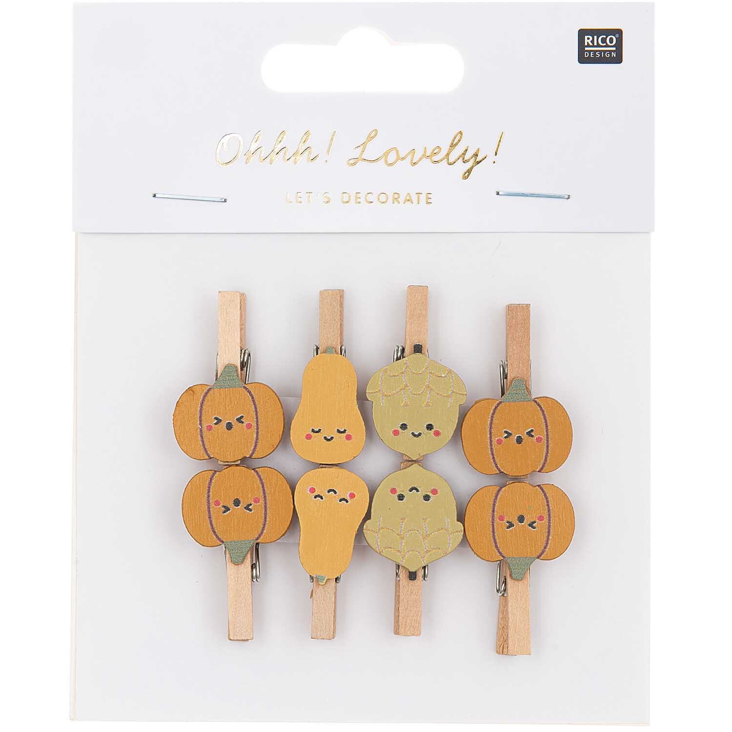 Holzclips Kürbis Mix bunt 3cm 8 Stück von Rico Design