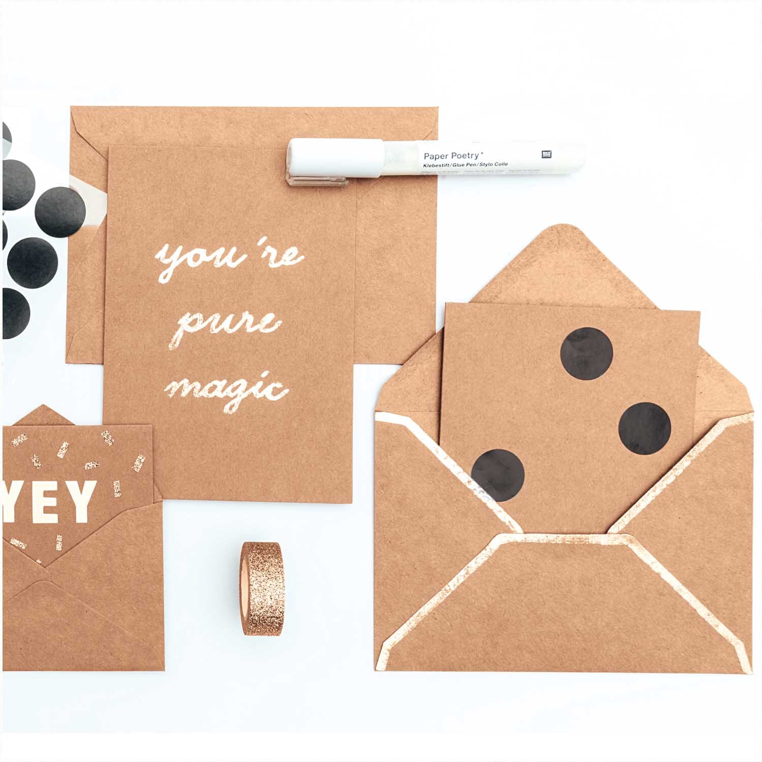 Paper Poetry Kartenset Basic Kraftpapier C7/A7 30-teilig von Rico Design