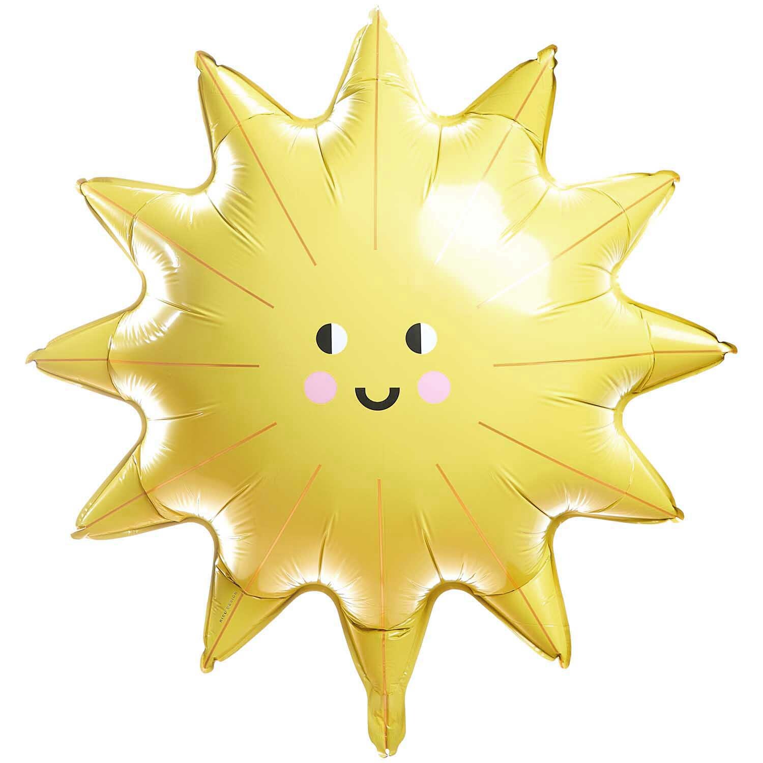Folienballon Sonne 70cm in strahlendem Gelb mit fröhlichem Gesicht, von Rico Design.