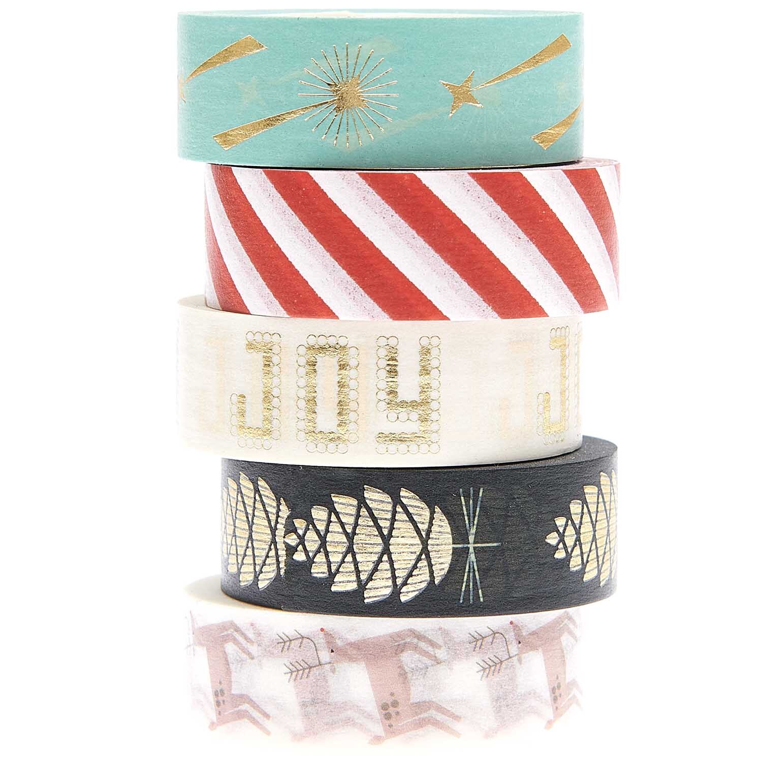 Paper Poetry Tape Set Christmas Joy, 5-teilig, mit festlichen Mustern und Farben von Rico Design.