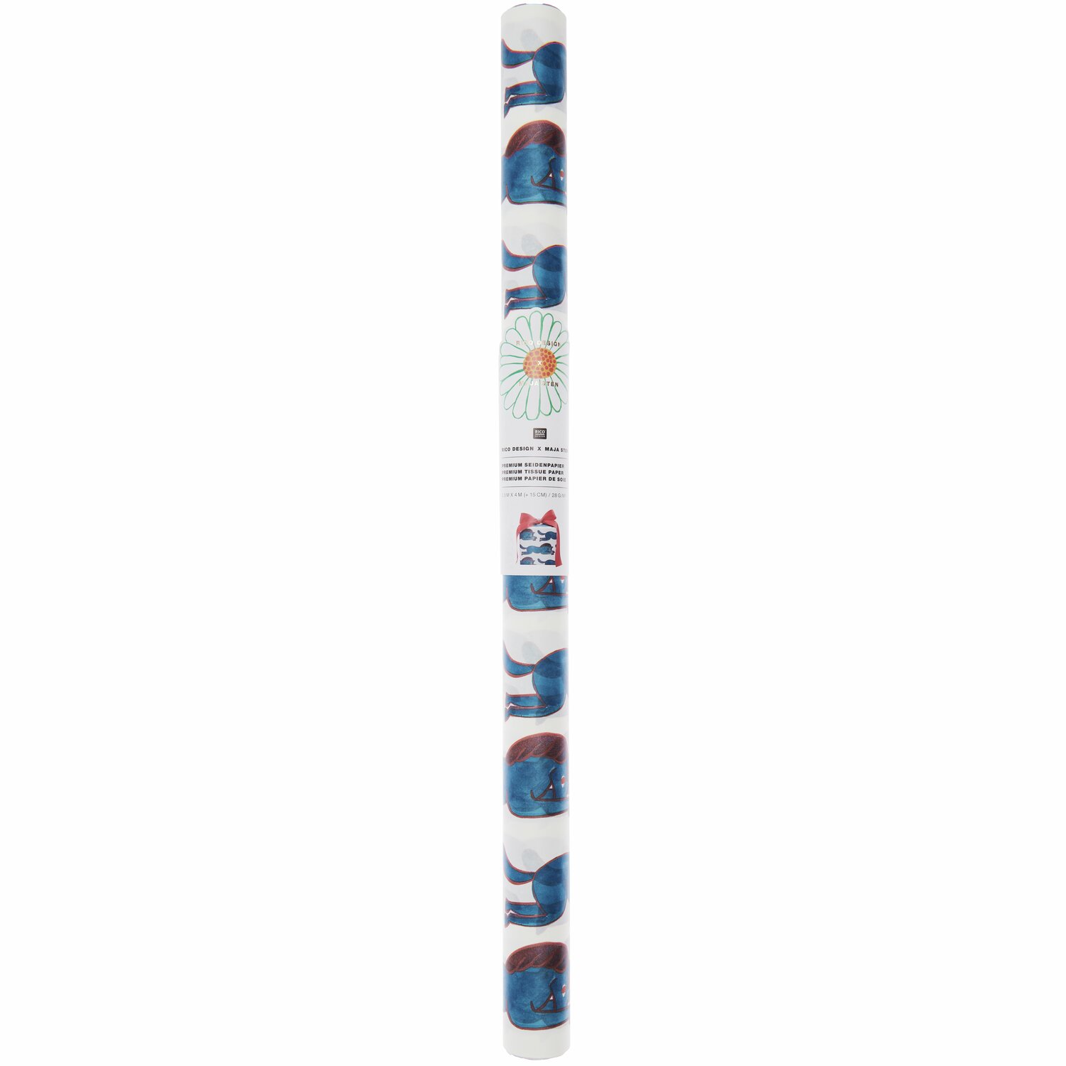 Seidenpapier Pferde 50x415cm 28g/m² Farbe Blau von Rico Design