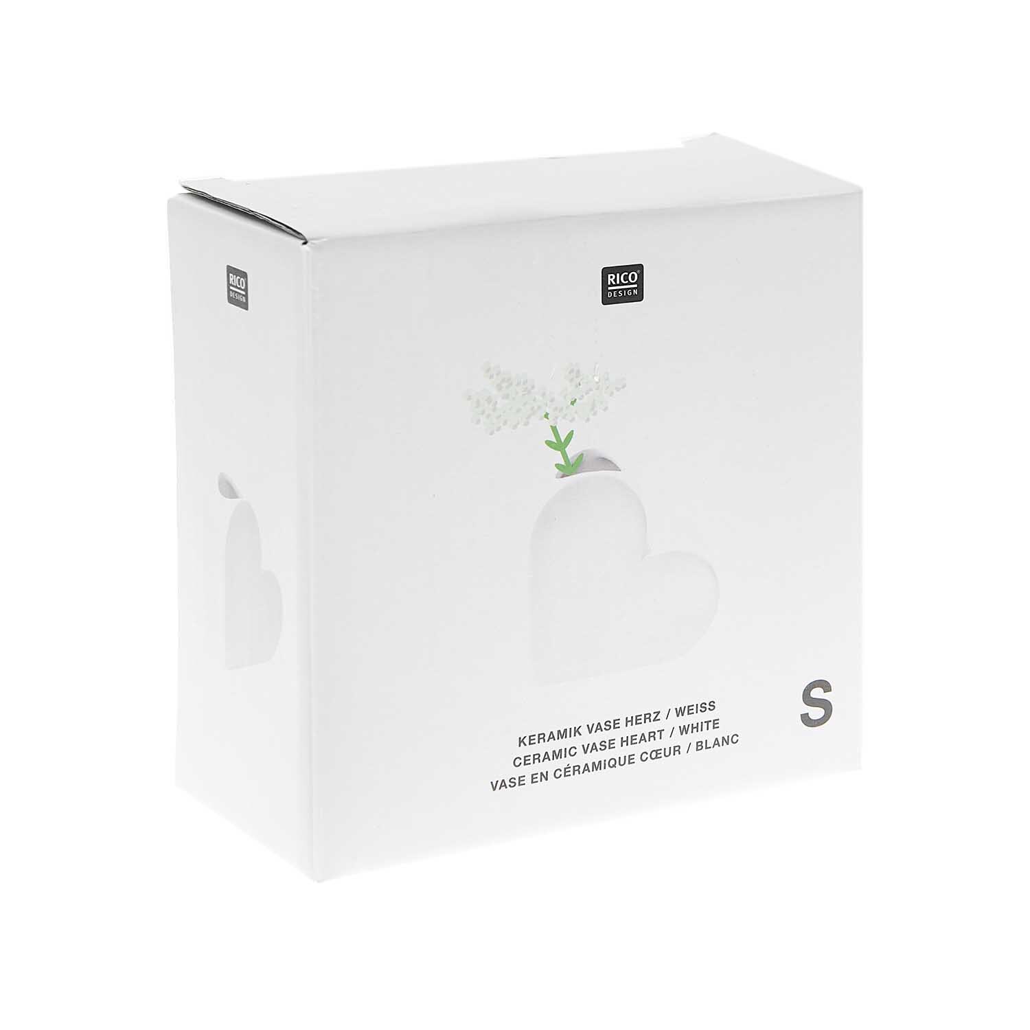 Keramik Vase Herz klein 12x5,5x12cm Farbe Weiß von Rico Design