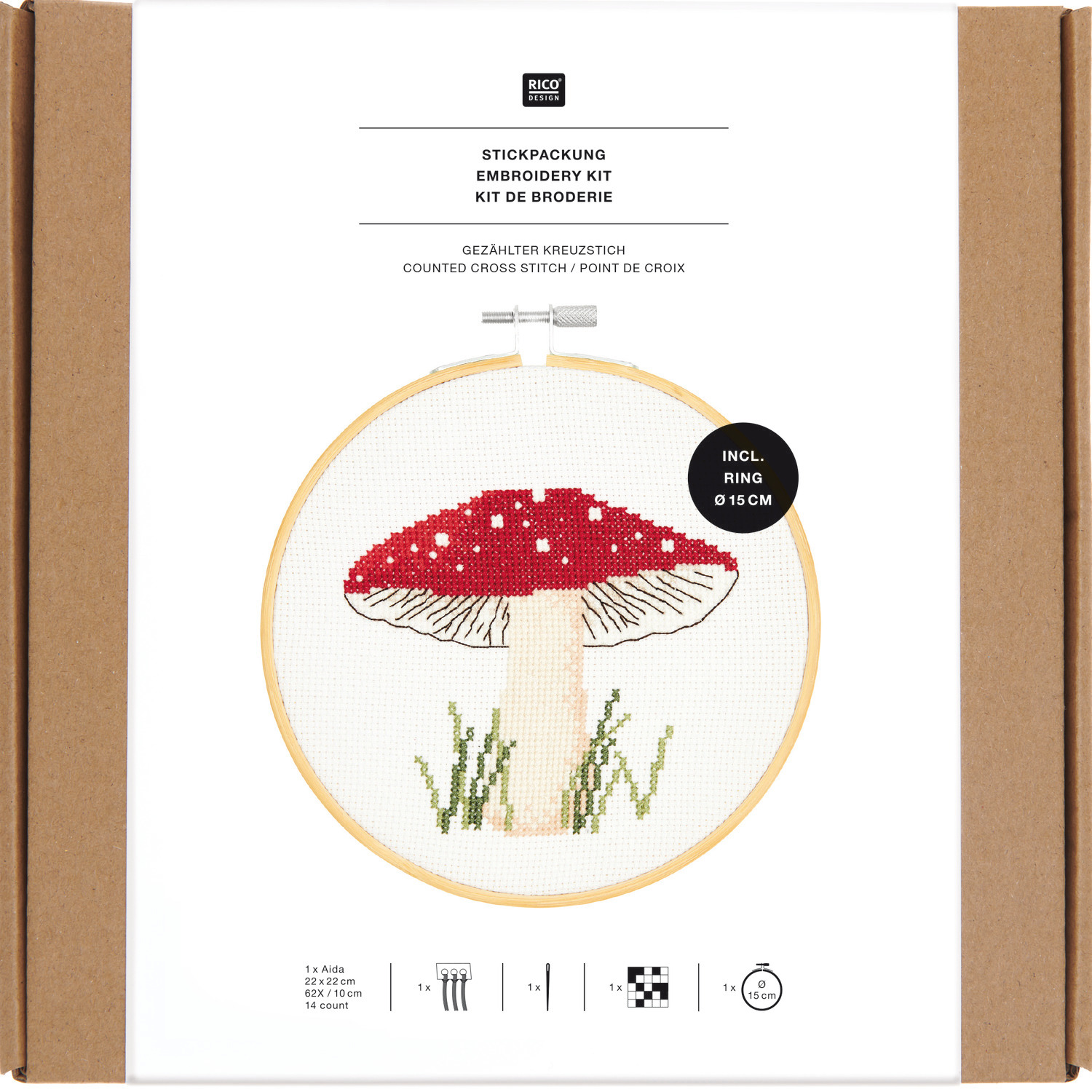 Stickpackung Shrooom Pilz Ø15cm von Rico Design