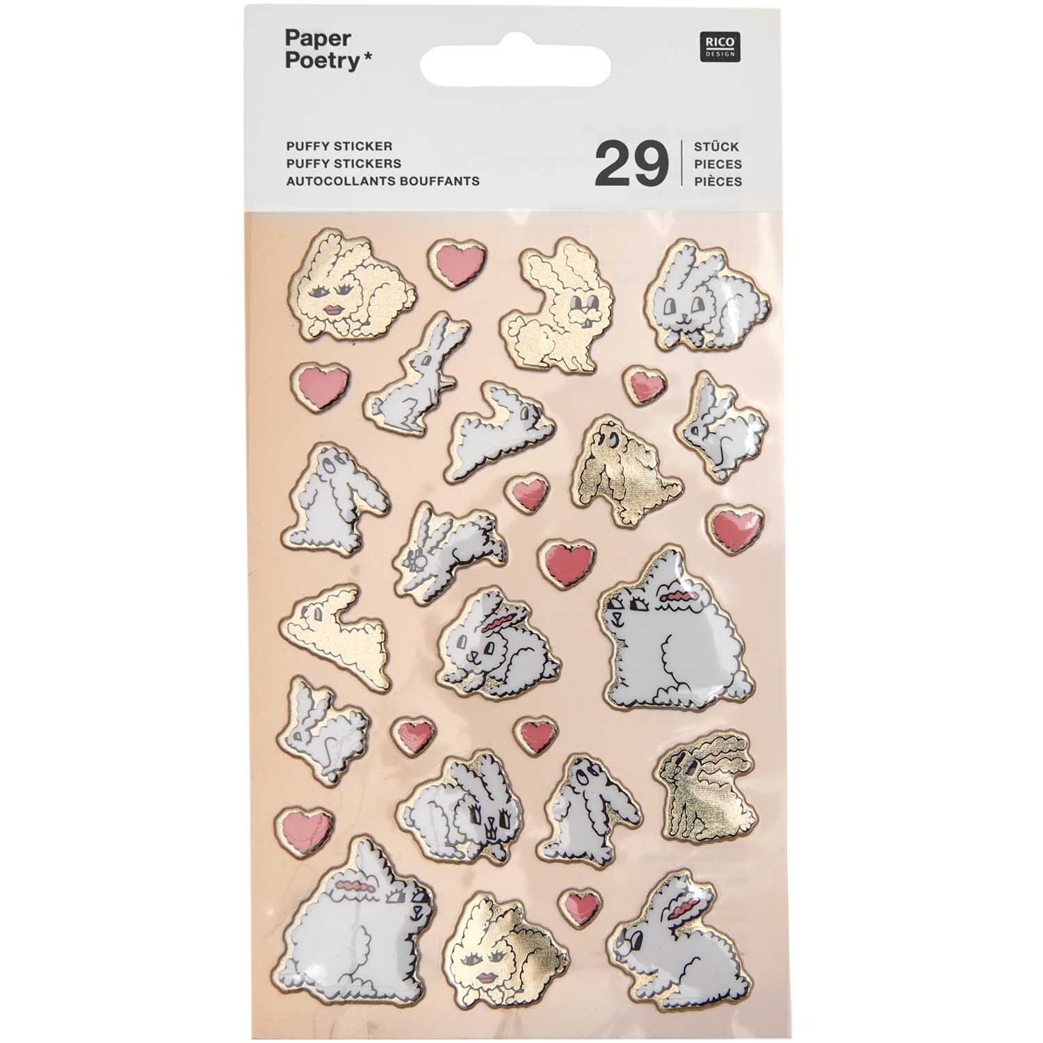 Paper Poetry Puffy-Sticker Futschikato Hasen 29 Stück von Rico Design