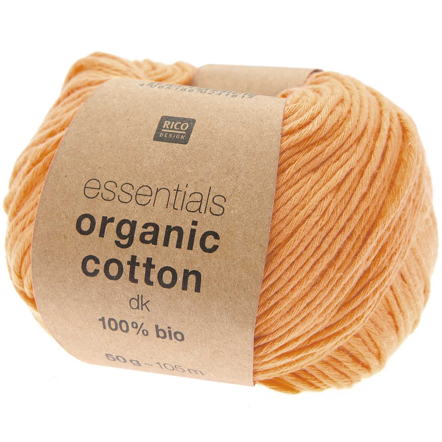 Essentials Organic Cotton dk 50g 105m Couleur Orange from Rico Design Essentials Organic Cotton dk von Rico Design in Orange, 50g Knäuel, 105m Länge, 100% Bio-Baumwolle.