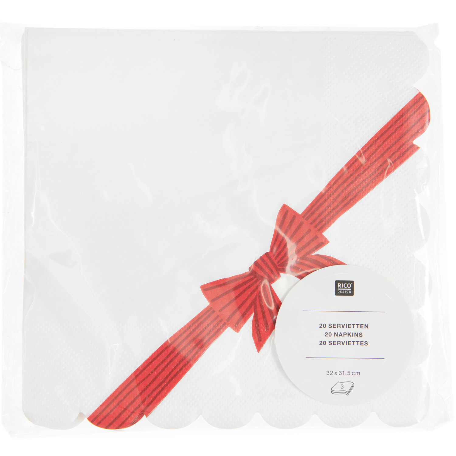 Servietten Schleifenband Weiß 32x31,5cm 20 Stück von Rico Design