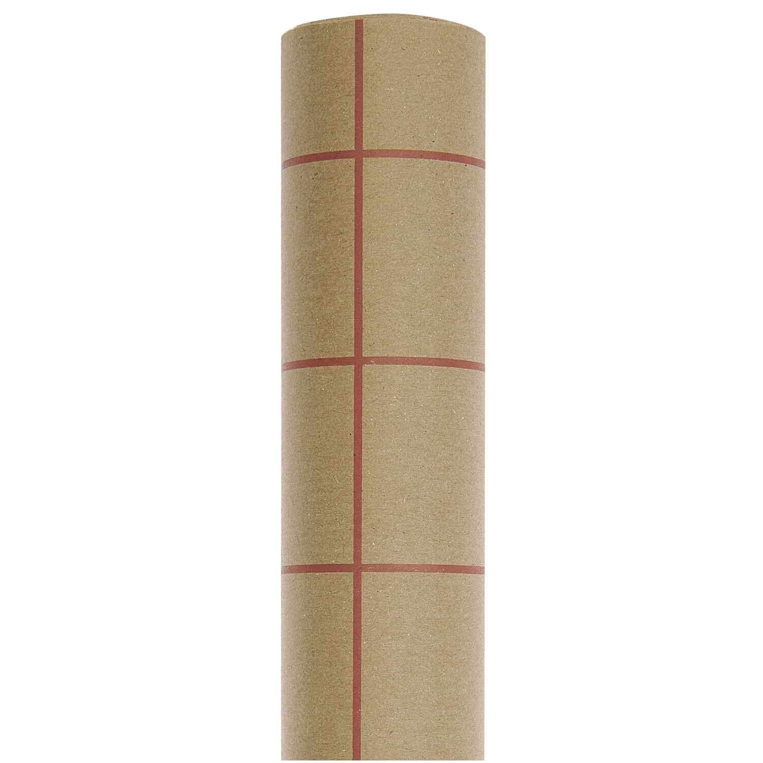 Paper Poetry Geschenkpapier mit rotem Raster auf braunem Kraftpapier, Rolle von Rico Design.