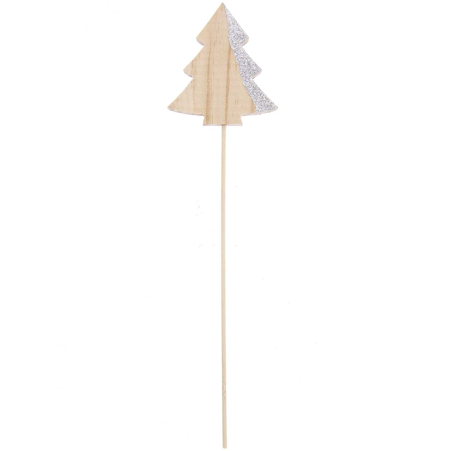 Holzpicker Tannenbaum 28,5x8x1cm Farbe Natur-Silber von Rico Design Holzpicker Tannenbaum von Rico Design in Natur-Silber, ideal für festliche Dekorationen.