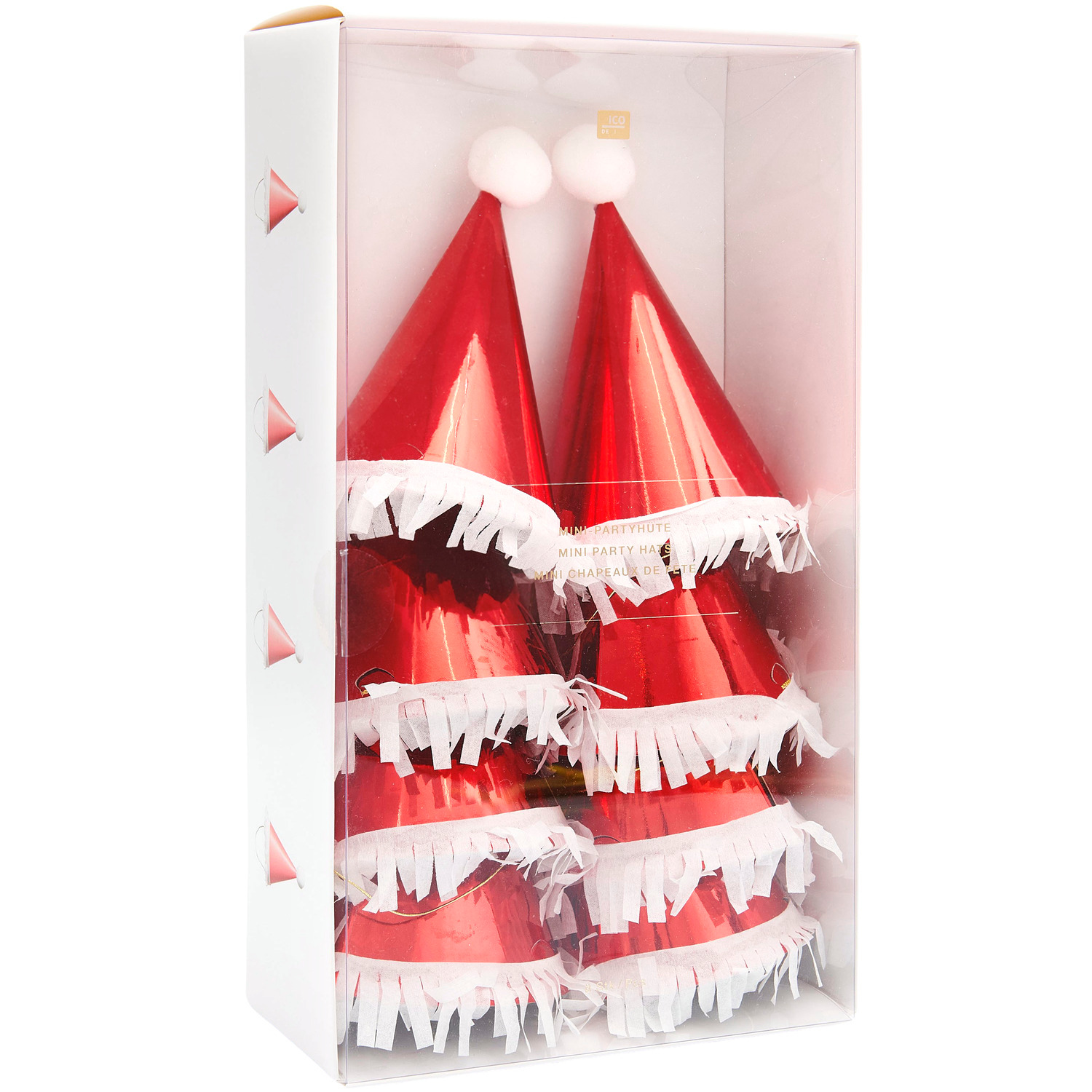 Mini-Partyhüte Weihnachtsmann Ø8x14cm 8 Stück von Rico Design