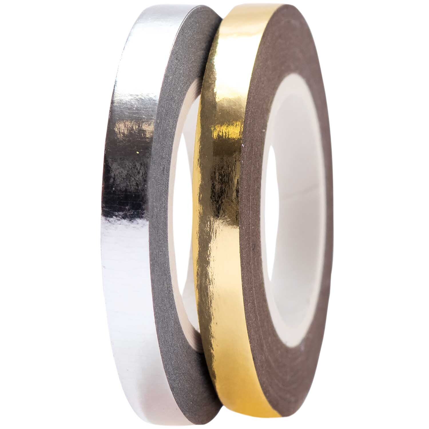 Paper Poetry Tapes Metallic 5mm 10m 2 Stück Farbe Silber-Gold von Rico Design Paper Poetry Tapes Metallic 5mm 10m 2 Stück von Rico Design in Silber-Gold, ideal für kreative Projekte.