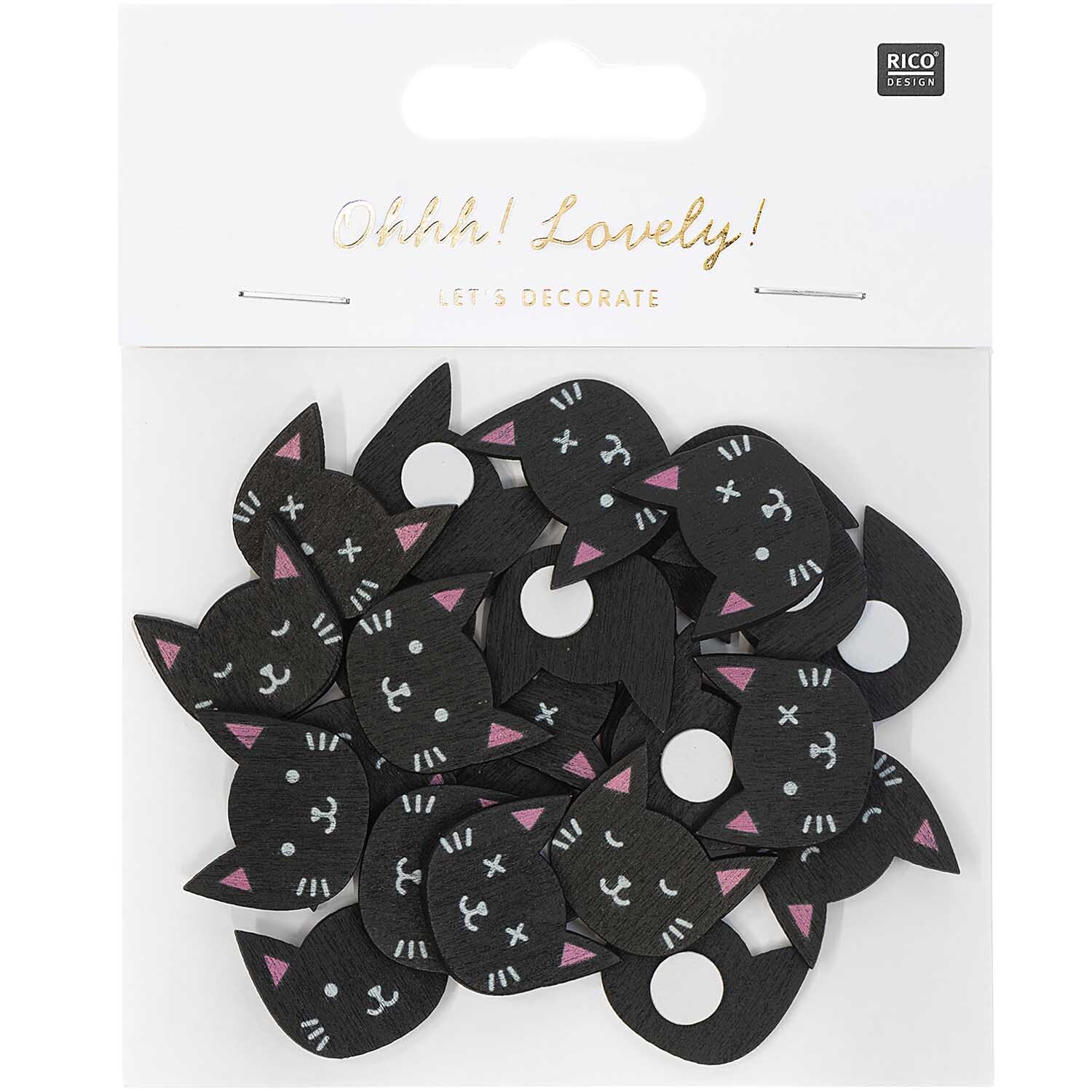 Holzsticker Katzen Mix schwarz 24 Stück von Rico Design