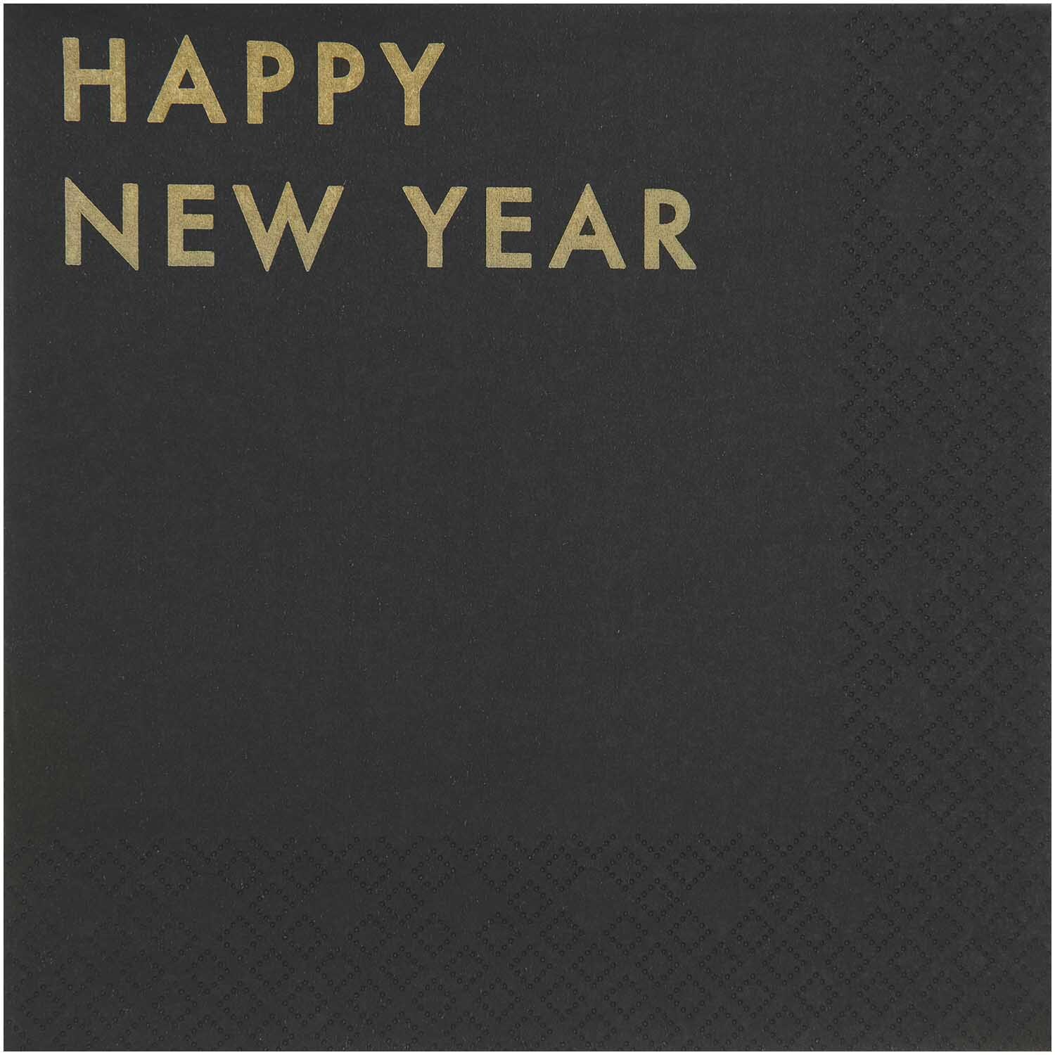 Servietten Happy New Year in Schwarz mit goldener Aufschrift, 33x33cm, 20 Stück von Rico Design.