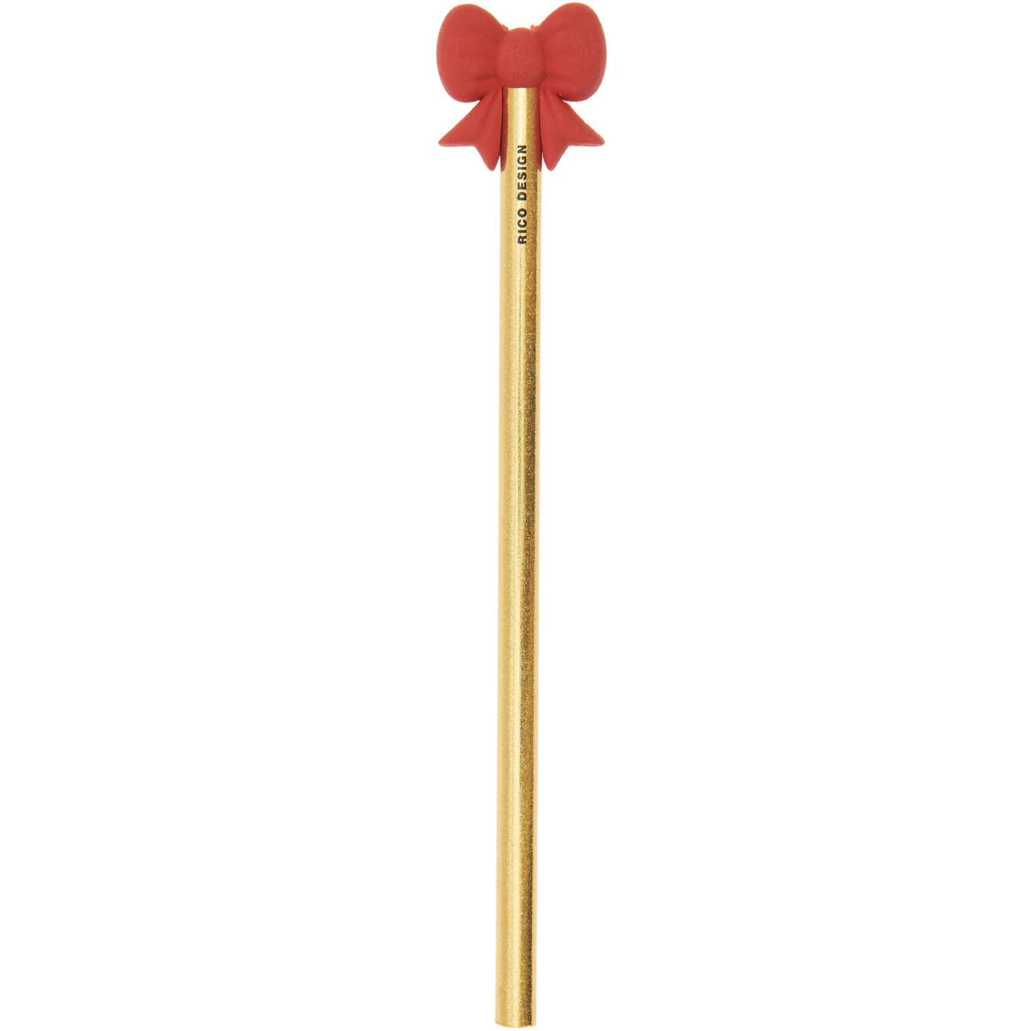 Paper Poetry Bleistift mit roter Schleife, goldener Stift von Rico Design, ideal für stilvolles Schreiben.